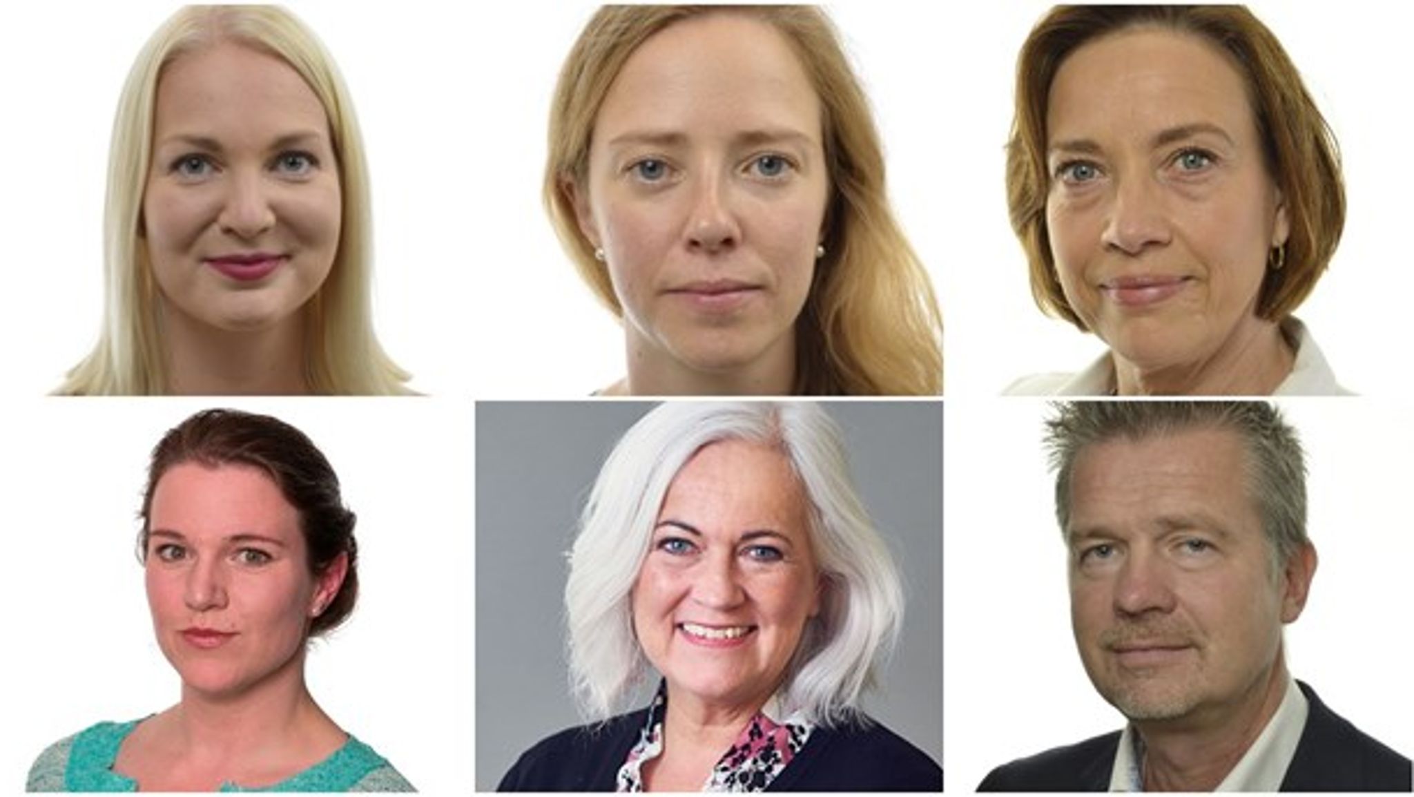 Ulrika Heindorff (M), Åsa Lindhagen (MP), Kristina Nilsson (S), Lina Nordquist (L), Acko Ankarberg Johansson (KD), Per Ramhorn (SD).