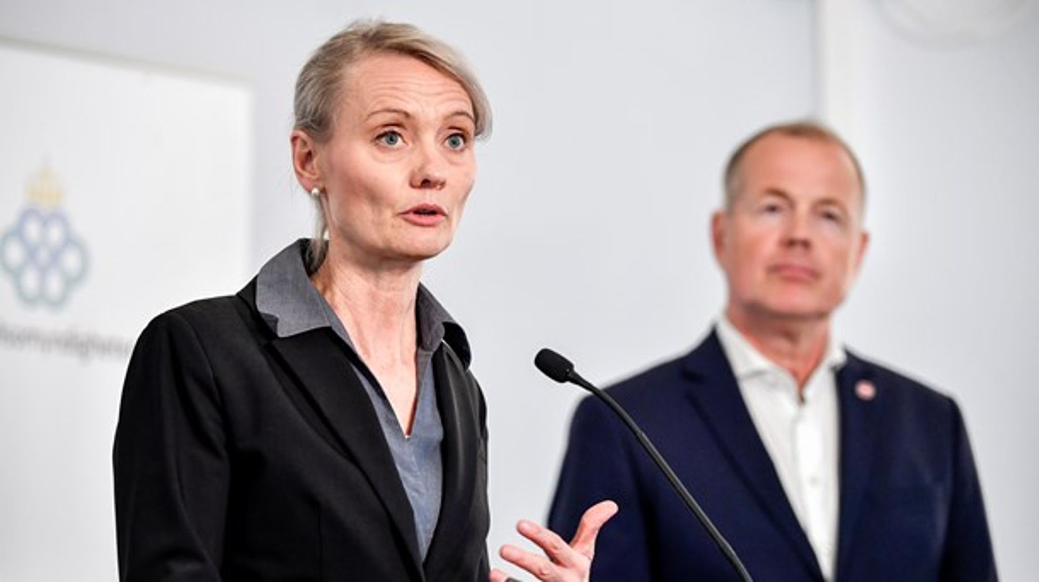 Bland annat Karin Tegmark Wisell och Morgan Olofsson medverkar vid dagens pressträff. 