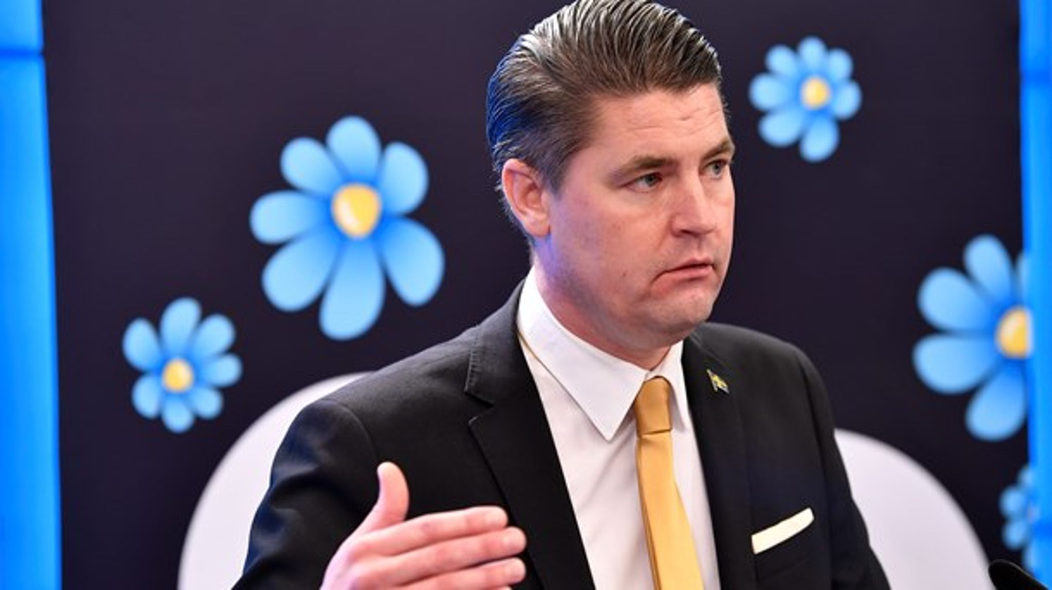 Sverigedemokraternas Oscar Sjöstedt (SD) presenterar partiets skuggbudget. 