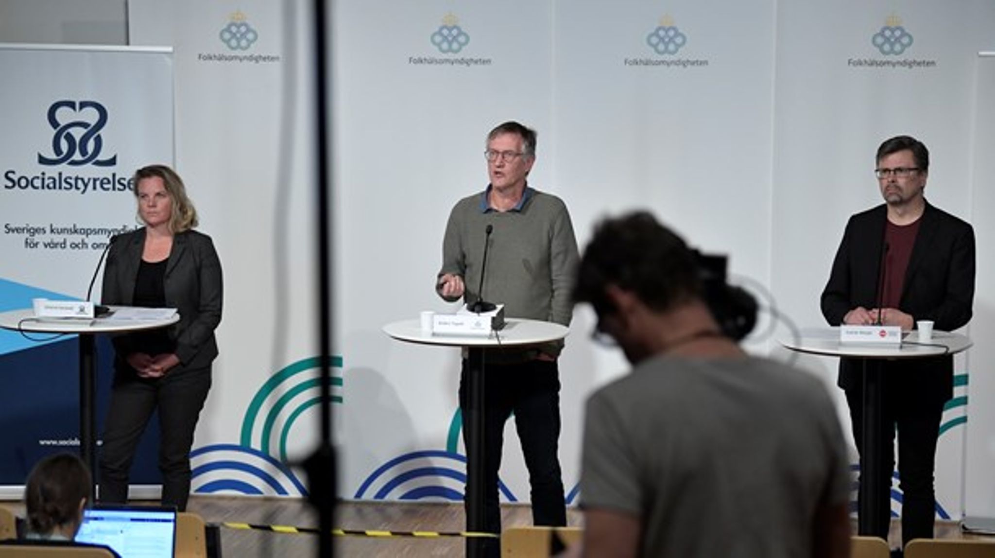Johanna Sandwall, Anders Tegnell och Svante Werger, på den tiden när pressträffarna inte var i Zoom. 