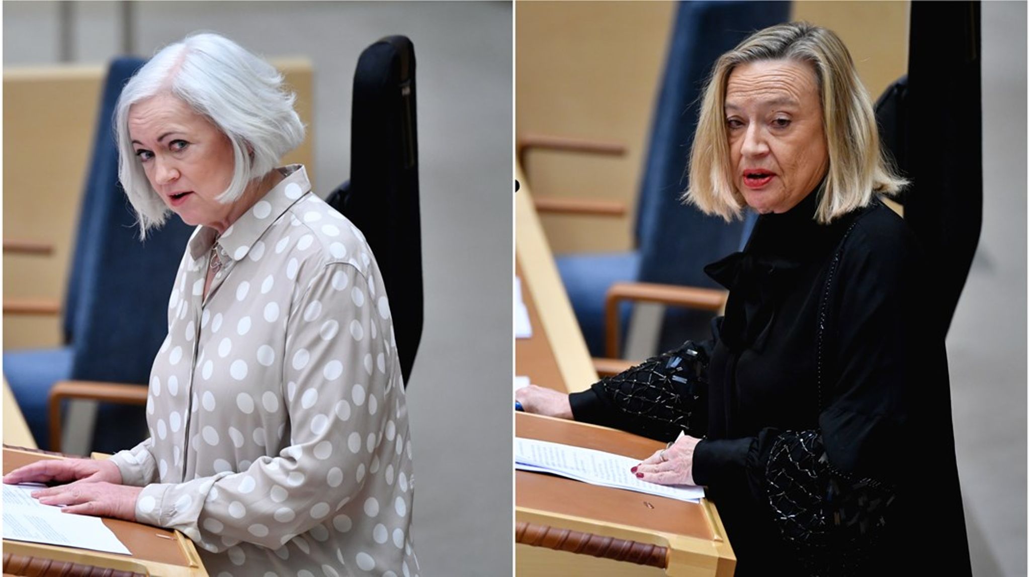 Såväl Acko Ankarberg Johansson (KD) som Karin Rågsjö (V) vill se en nationell styrning av vården och ett ökat antal vårdplatser. 