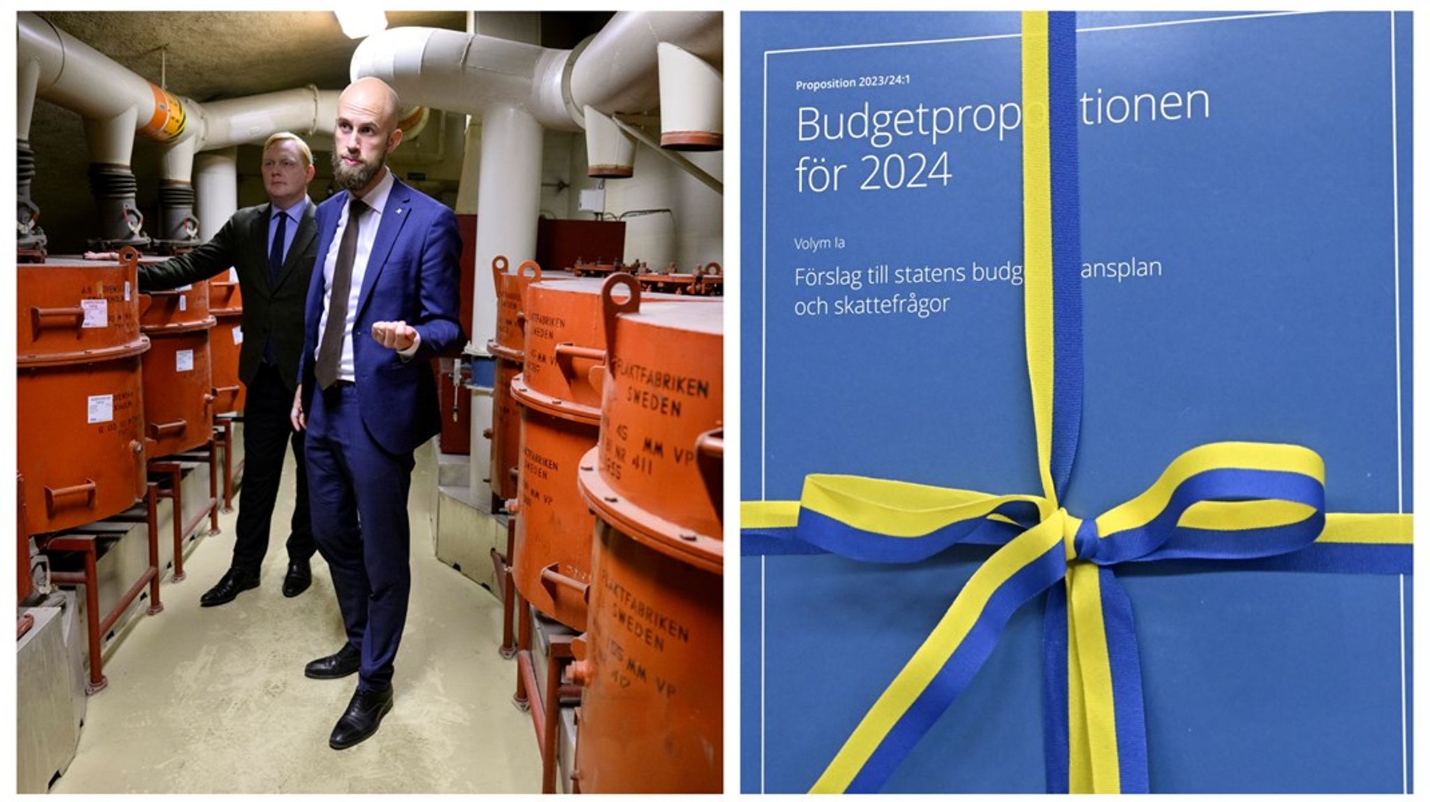 Ministern för civilt försvar, Carl-Oskar Bohlin (M) på besök i Katarinagaraget, ett skyddsrum i Stockholm för 11 000 personer. 