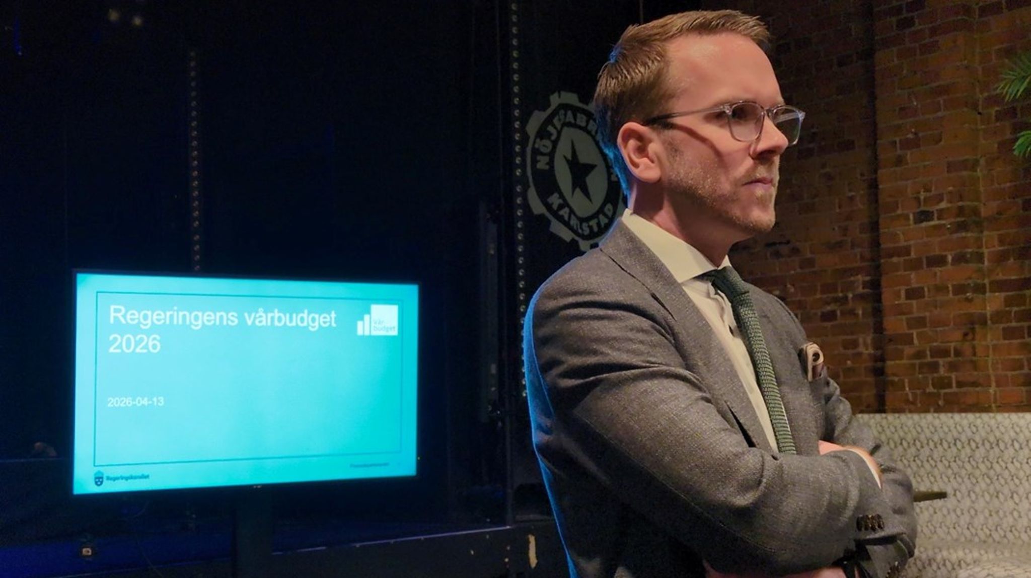 Andreas Carlson (KD) presenterade vårbudgetprioriteringarna i Karlstad på måndagen. 