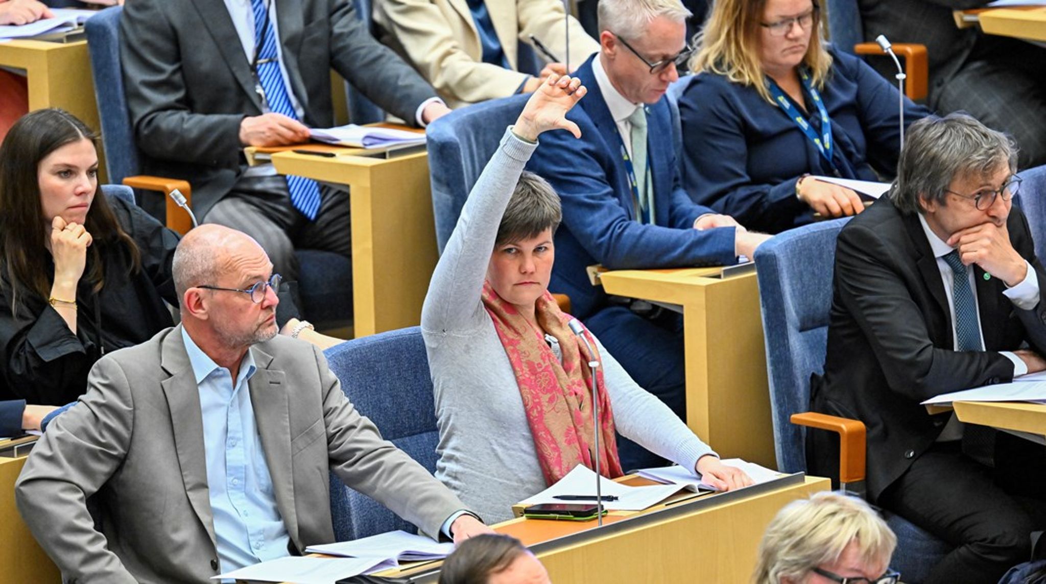 Riksdagen har gett grönt ljus till regeringens förslag att Sverige ska ha beredskapslager för både insatsvaror och färdiga livsmedel. V och MP reserverade sig dock. (OBS bilden är från ett annat tillfälle)