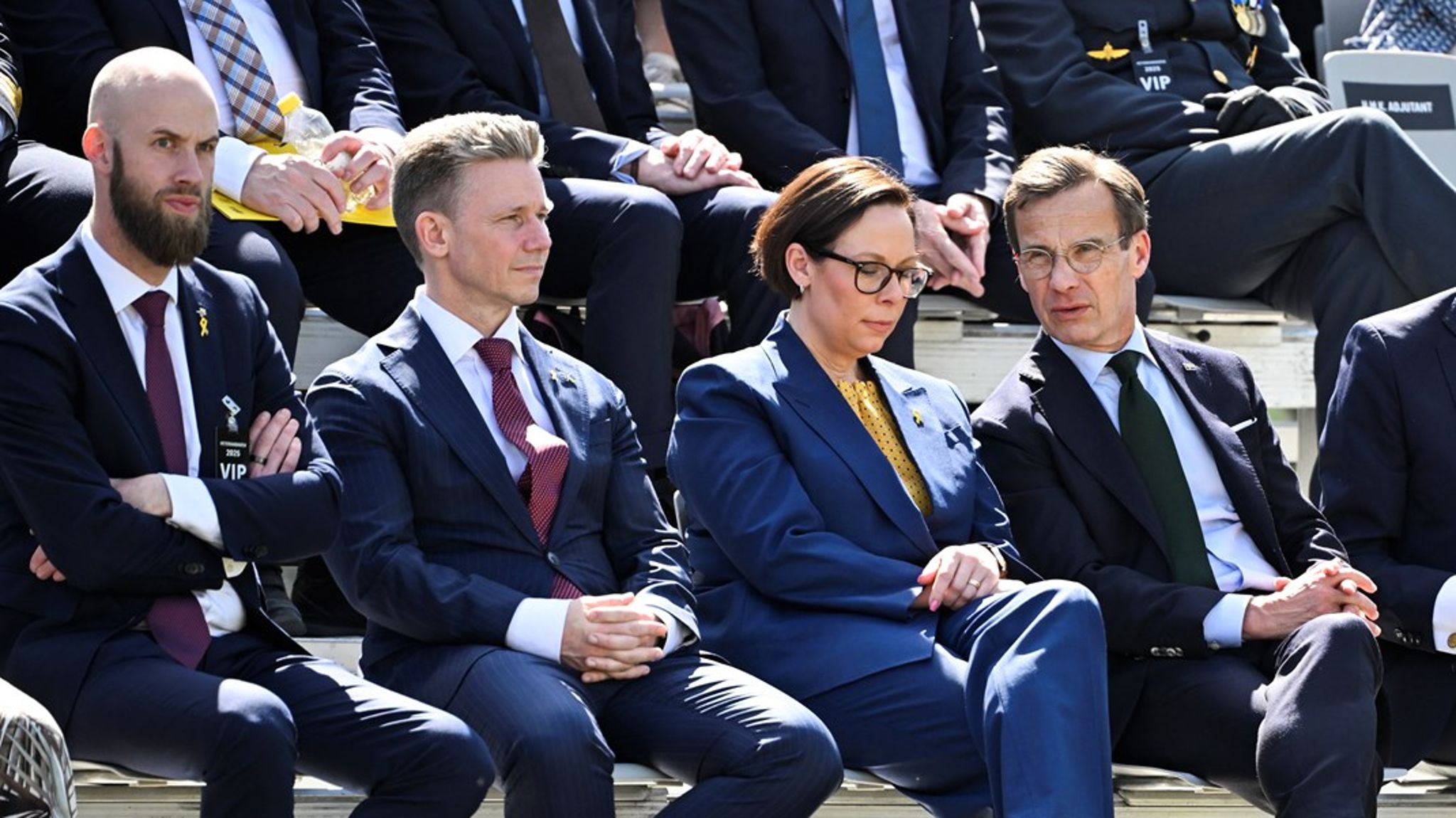 Carl-Oskar Bohlin, Pål Jonson, Maria Malmer Stenergard och Ulf Kristersson byter pressekreterare med varandra. 