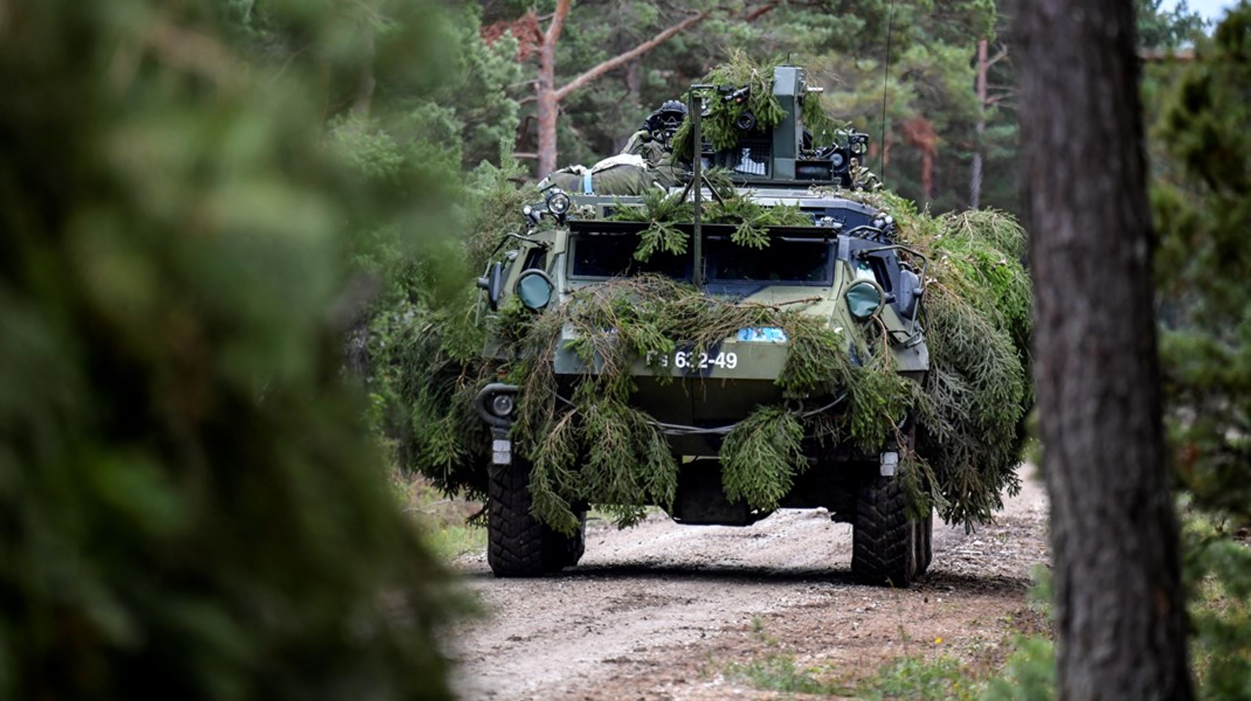 Ett finskt pansarterrängfordon under en gemensam övning mellan finska och svenska trupper på Gotland.