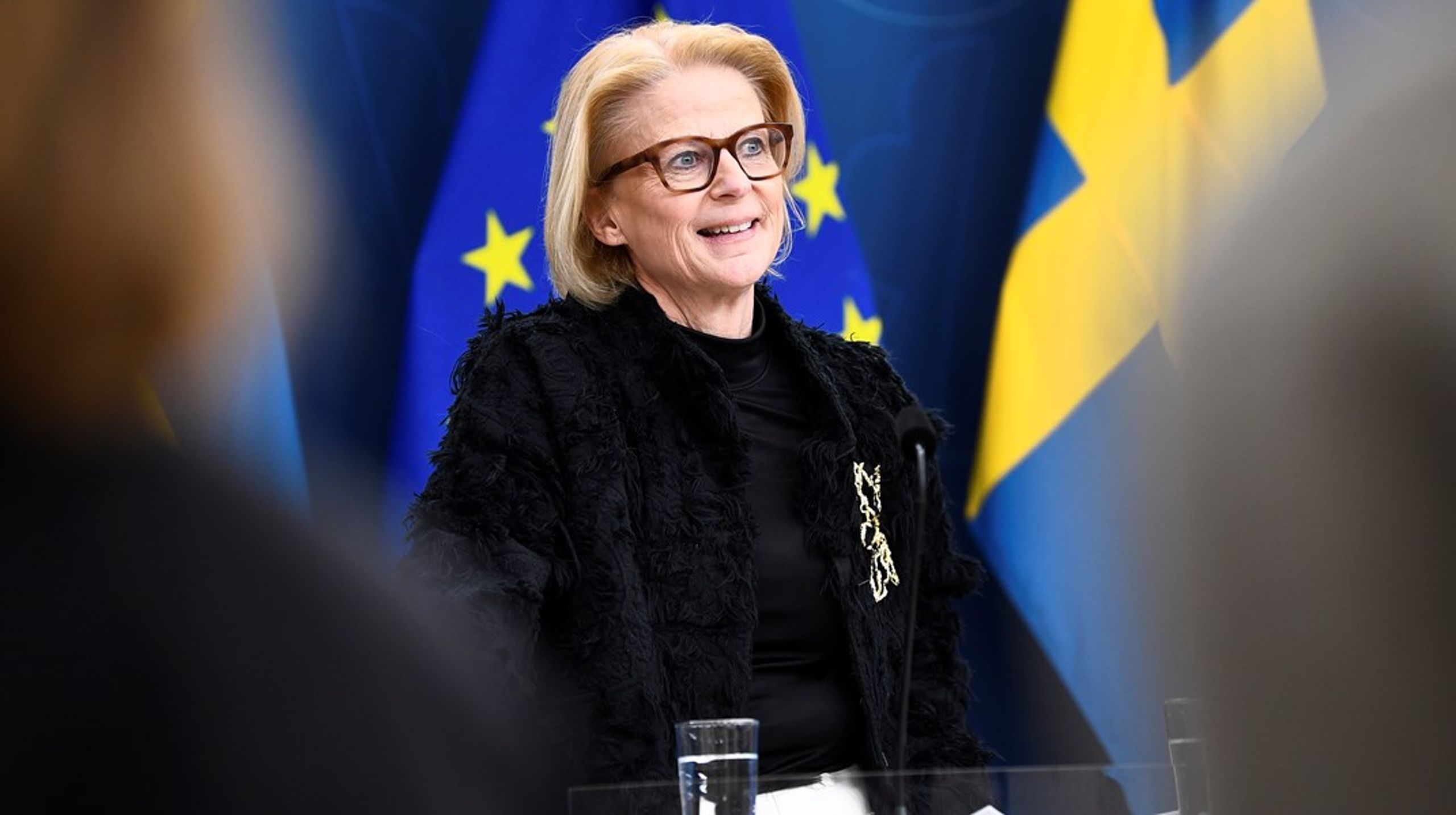 Elisabeth Svantesson höll en pressträff om svensk ekonomi på fredagen.