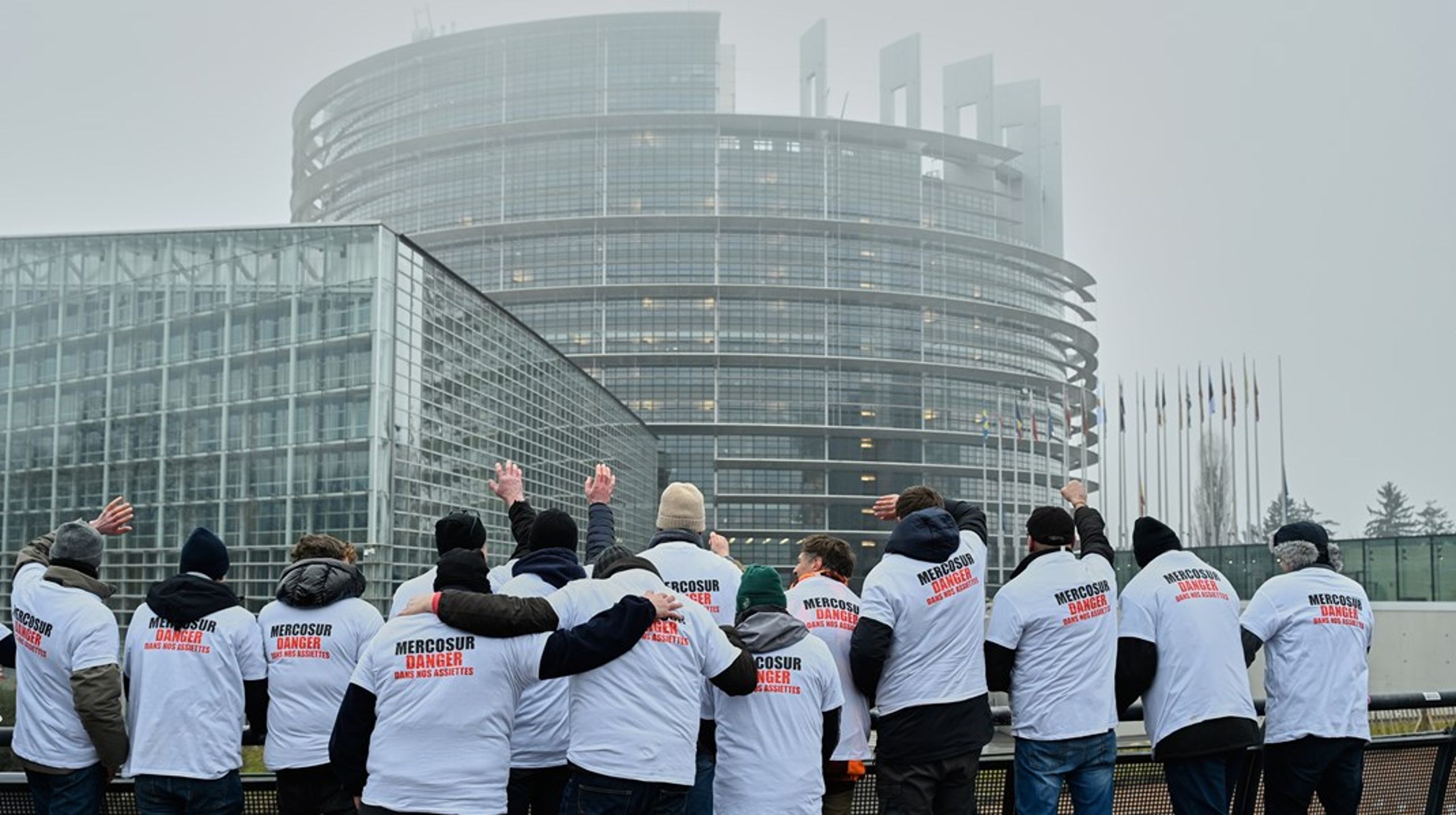 Medan debatt och omröstning pågick i Strasbourg protesterade franska bönder utanför parlamentet mot handelsavtalet.