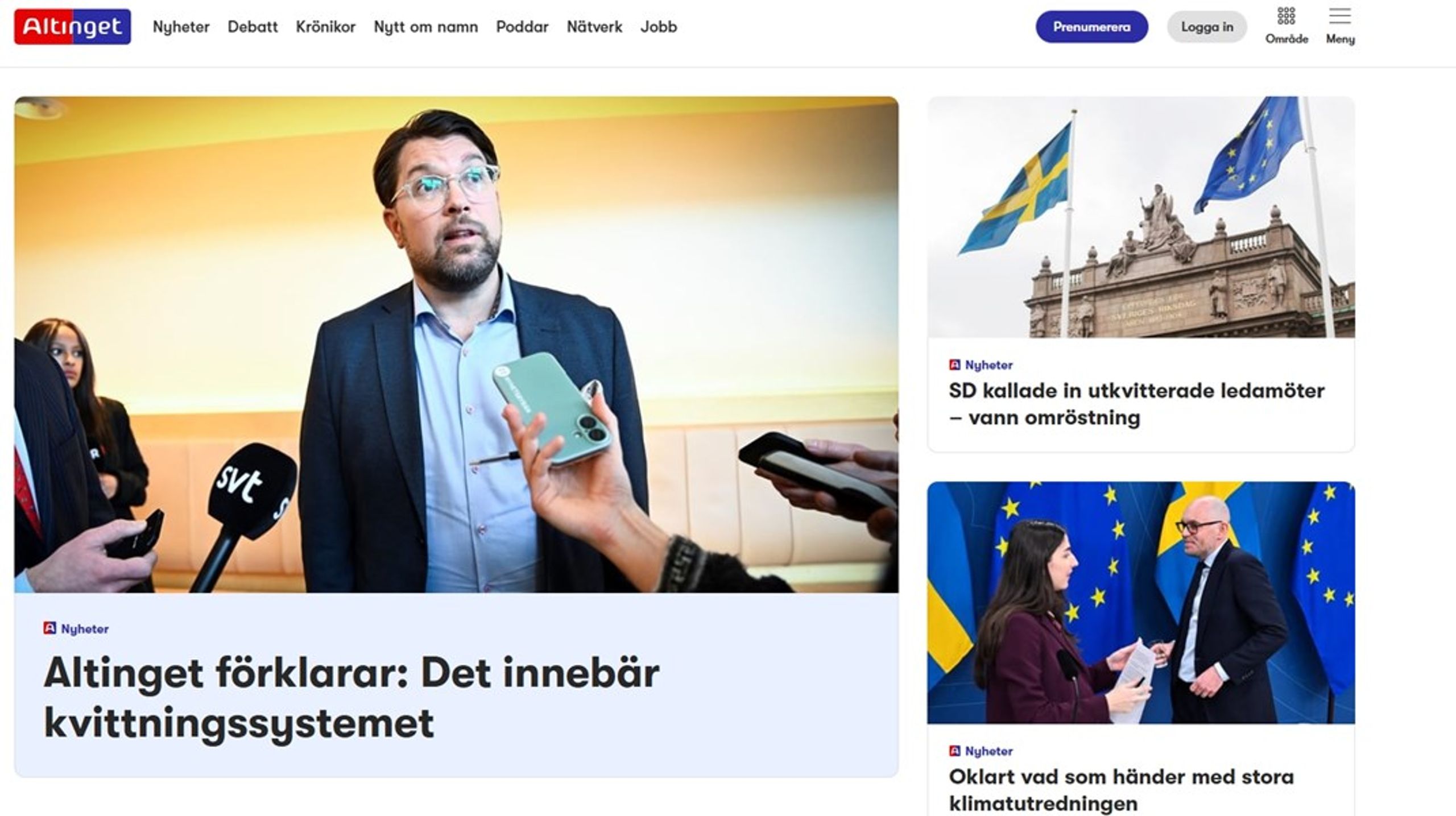 Nya Altinget.se.