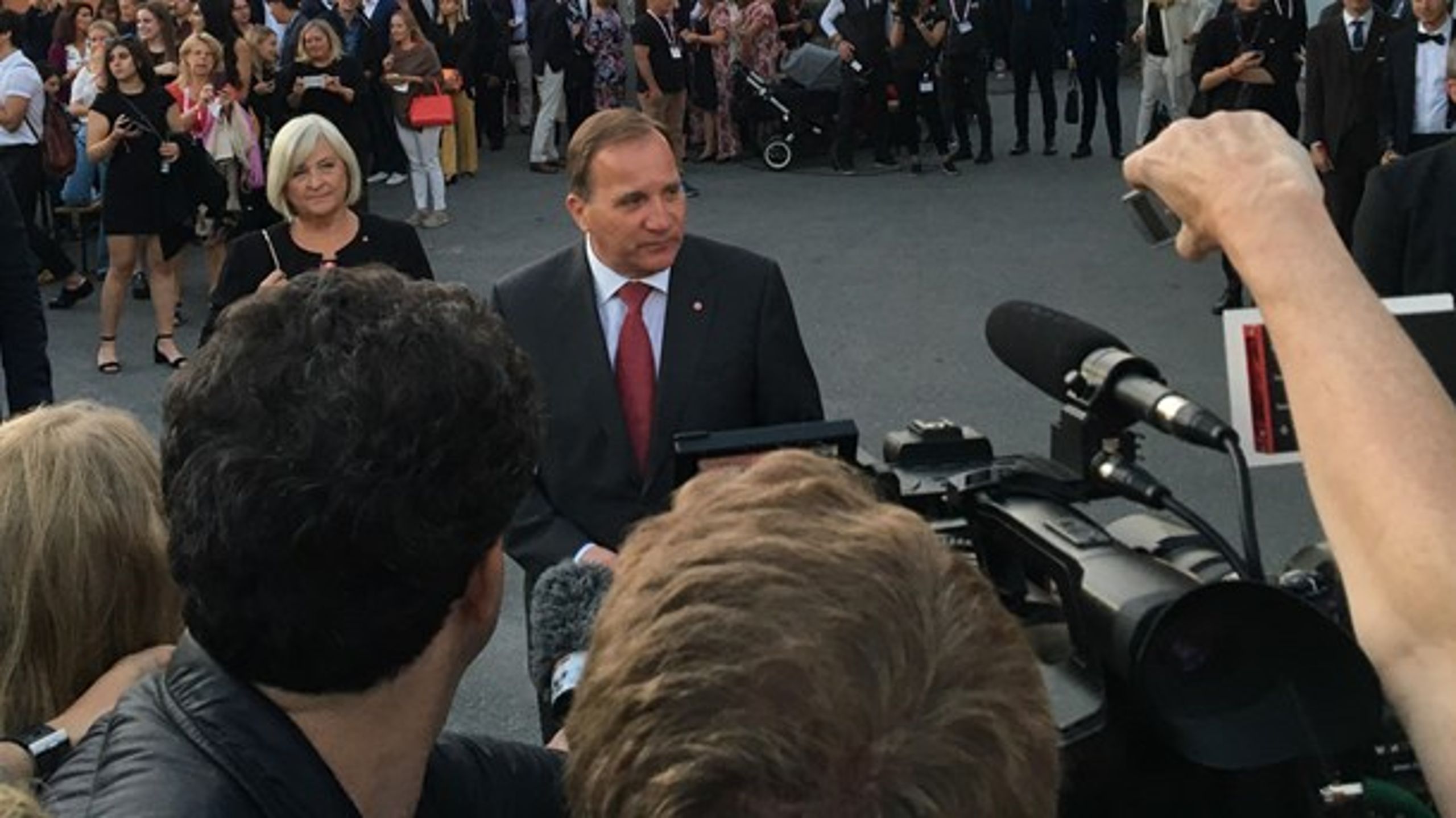 Statsminister Stefan Löfven vid Socialdemokraternas valvaka.