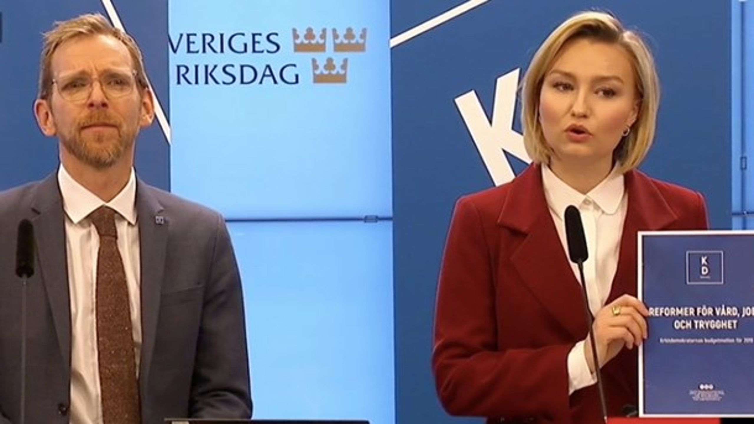Jakob Forssmed och Ebba Busch Thor presenterade Kristdemokraternas budgetmotion.