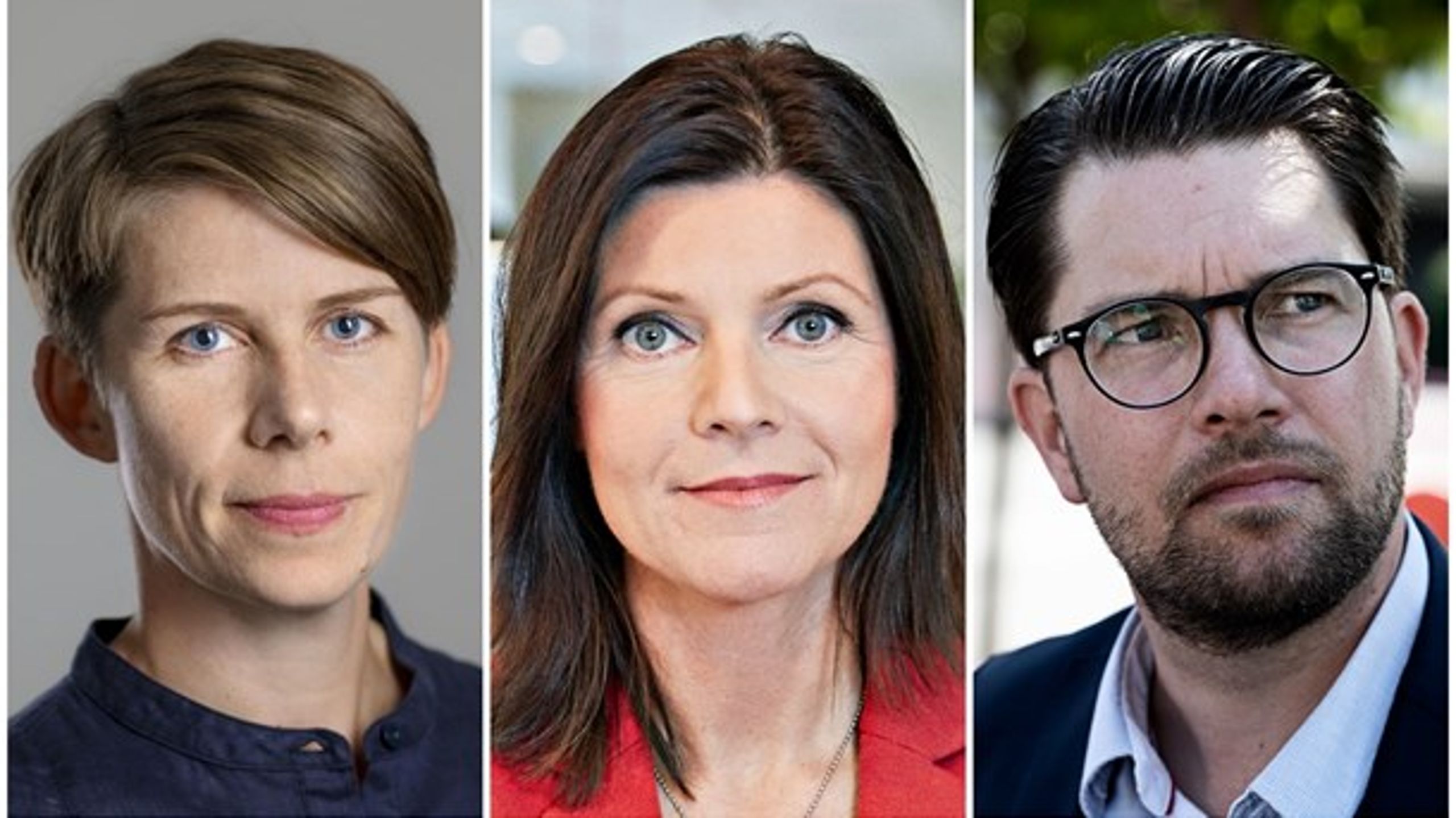 Ulrika Hyllert, ordförande SJF,&nbsp;Eva Nordmark, ordförande TCO och Jimmie Åkesson, partiledare SD.