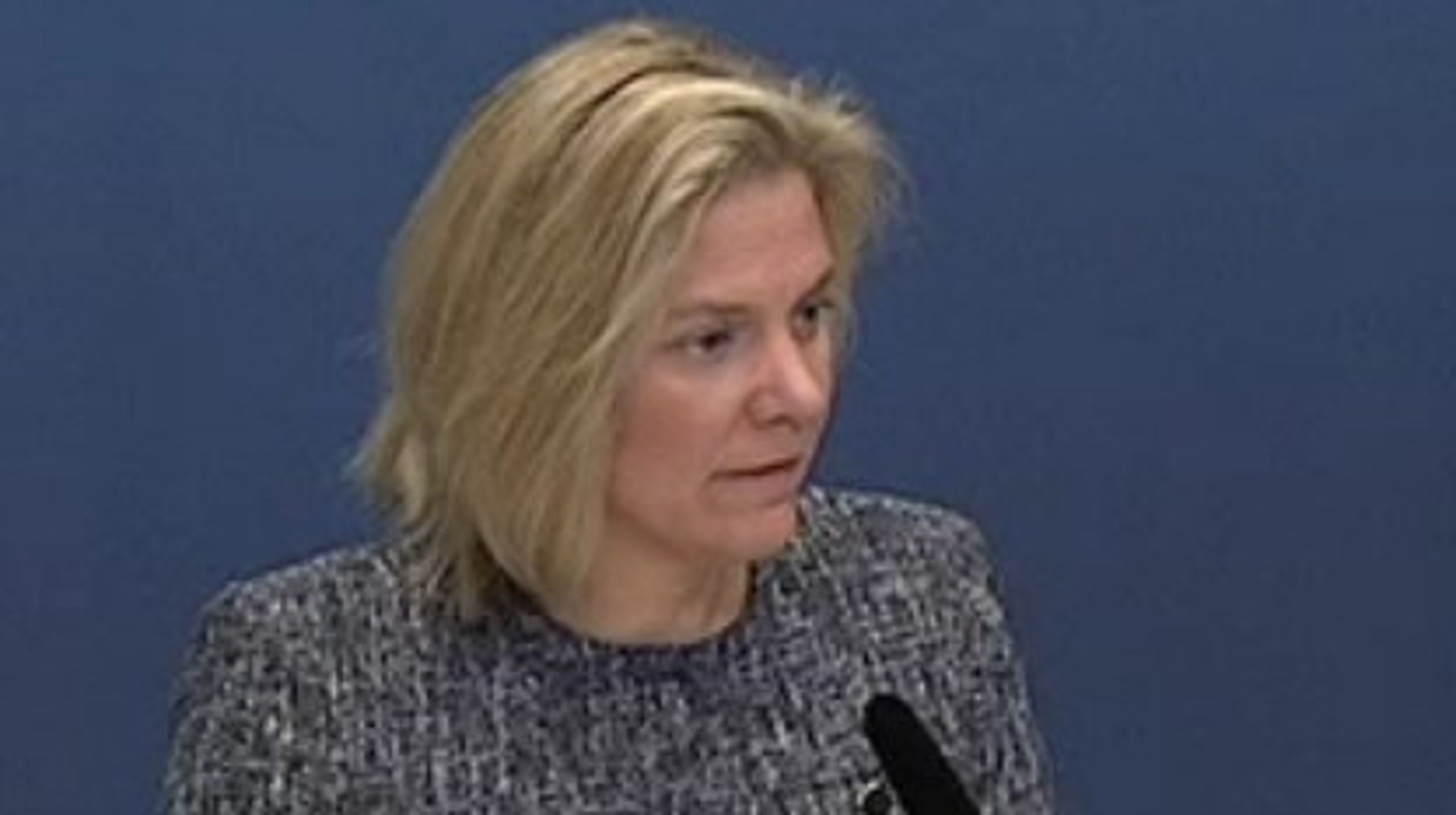 Finansminister Magdalena Andersson (S) presenterar vårbudgeten.&nbsp;
