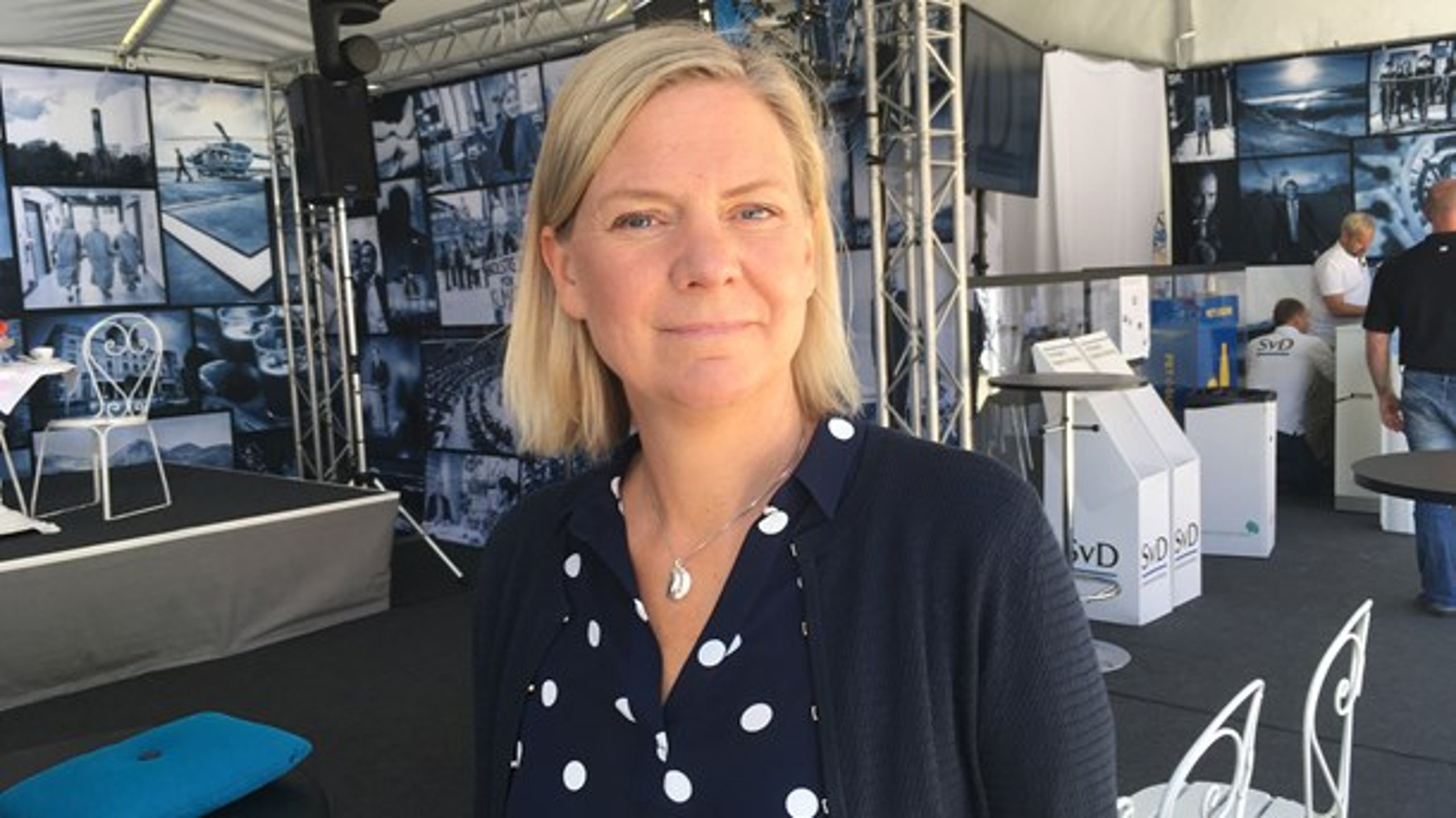Finansminister Magdalena Andersson (S) på plats i Almedalen 2019.