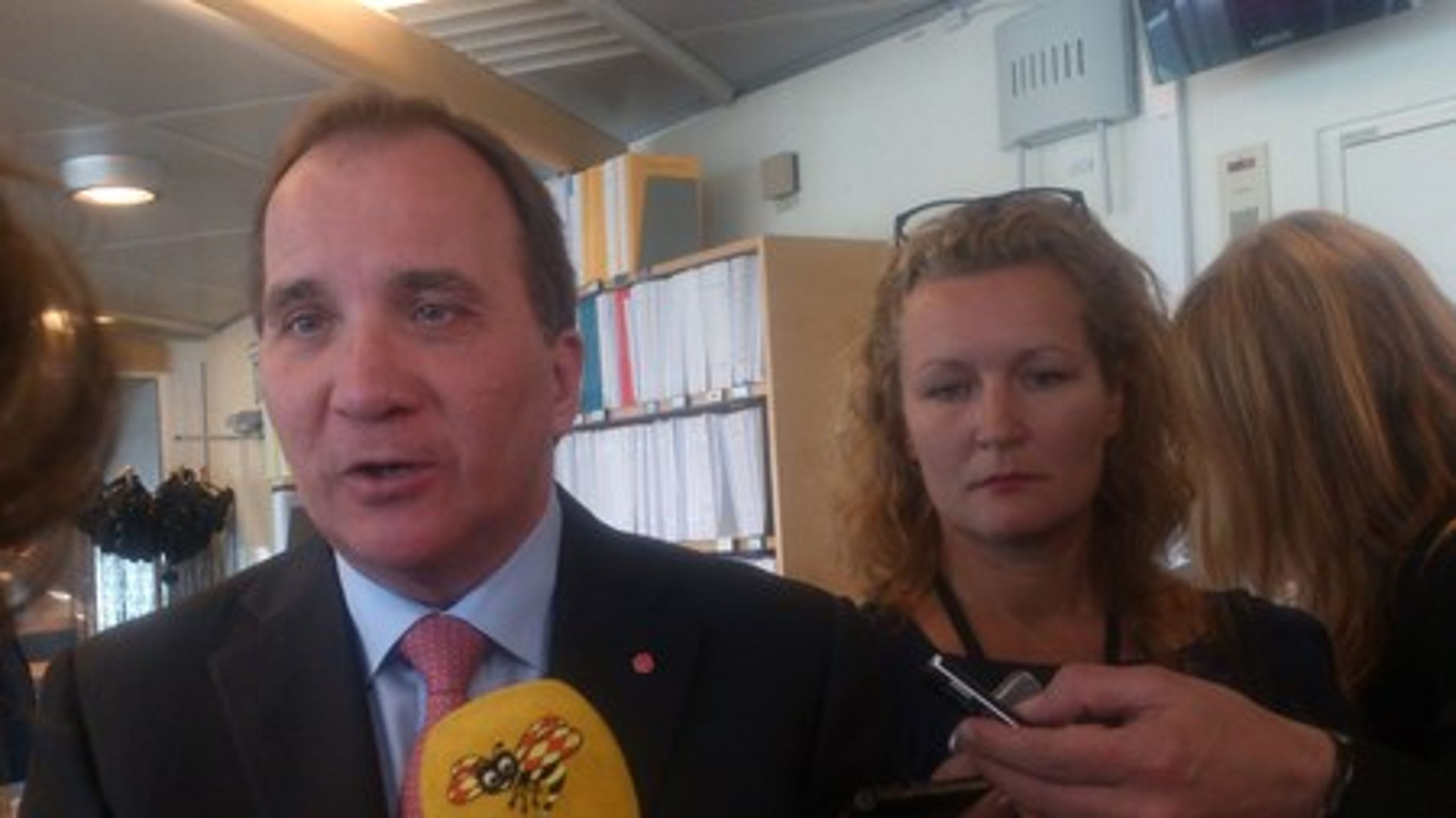 Statsminister Stefan Löfven (S) under pressträffen på tisdagen.<br>