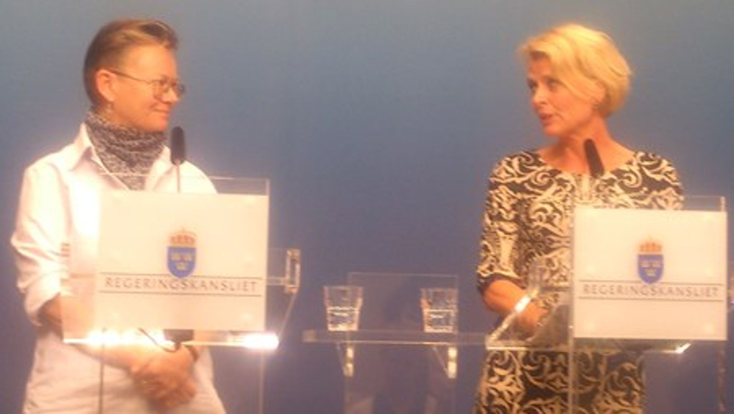 Den särskilda utredaren för den nationella kvalitetsplanen för äldreomsorgen <b>Susanne Rolfner Suvanto </b>presenteras av äldreminister <b>Åsa Regnér (S)</b> under en pressträff på torsdagen.<br>