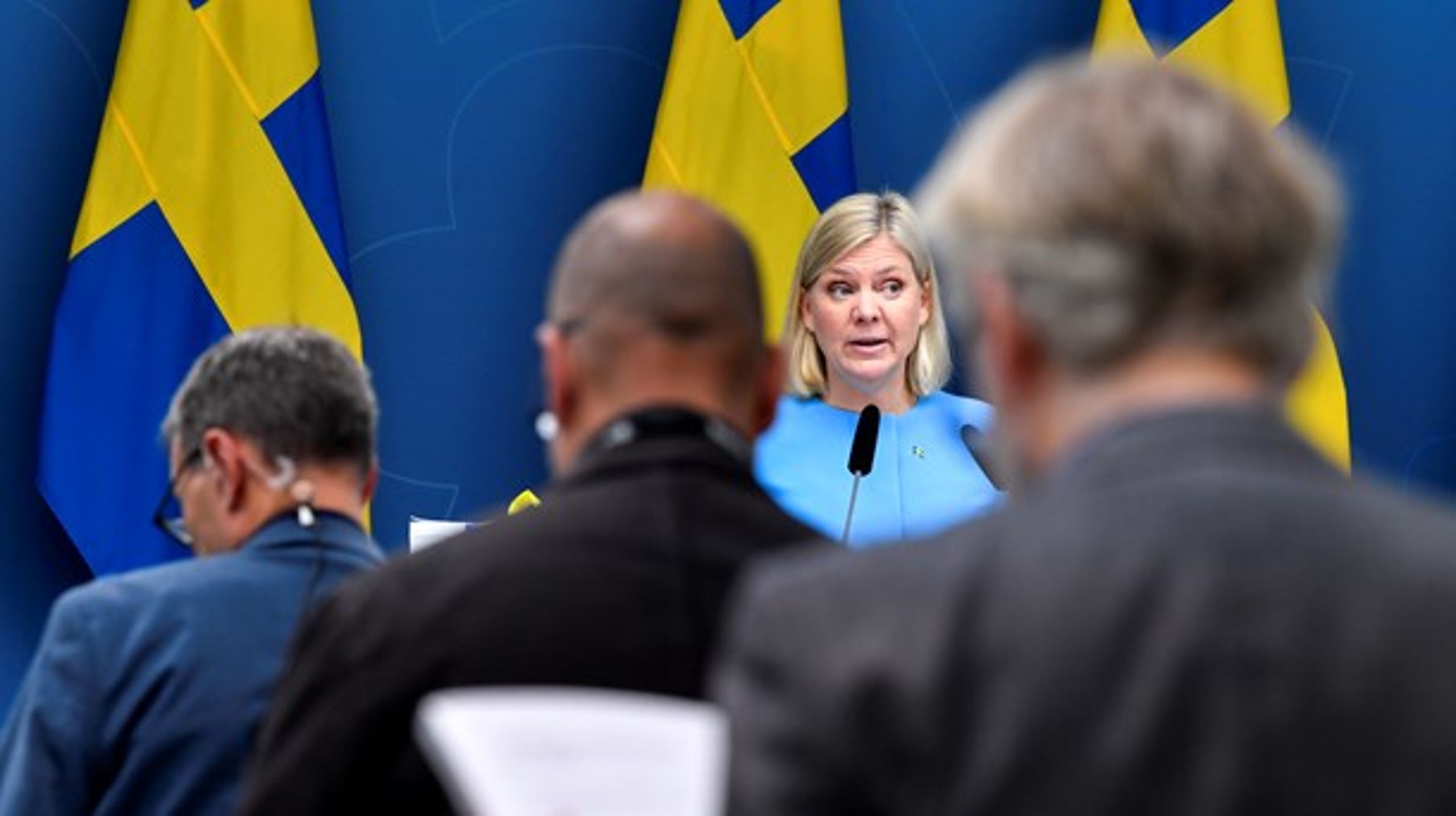 Magdalena Andersson vid morgonens budgetpresentation.&nbsp;
