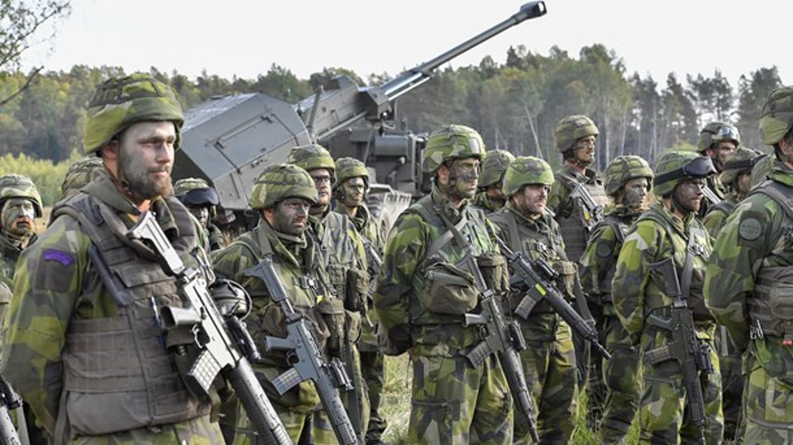 Regeringen vill se ett ökat militärt samarbete med Finland, men man är inte beredd att löpa linan ut och ingå ett försvarsförbund med vårt grannland, skriver debattörerna.