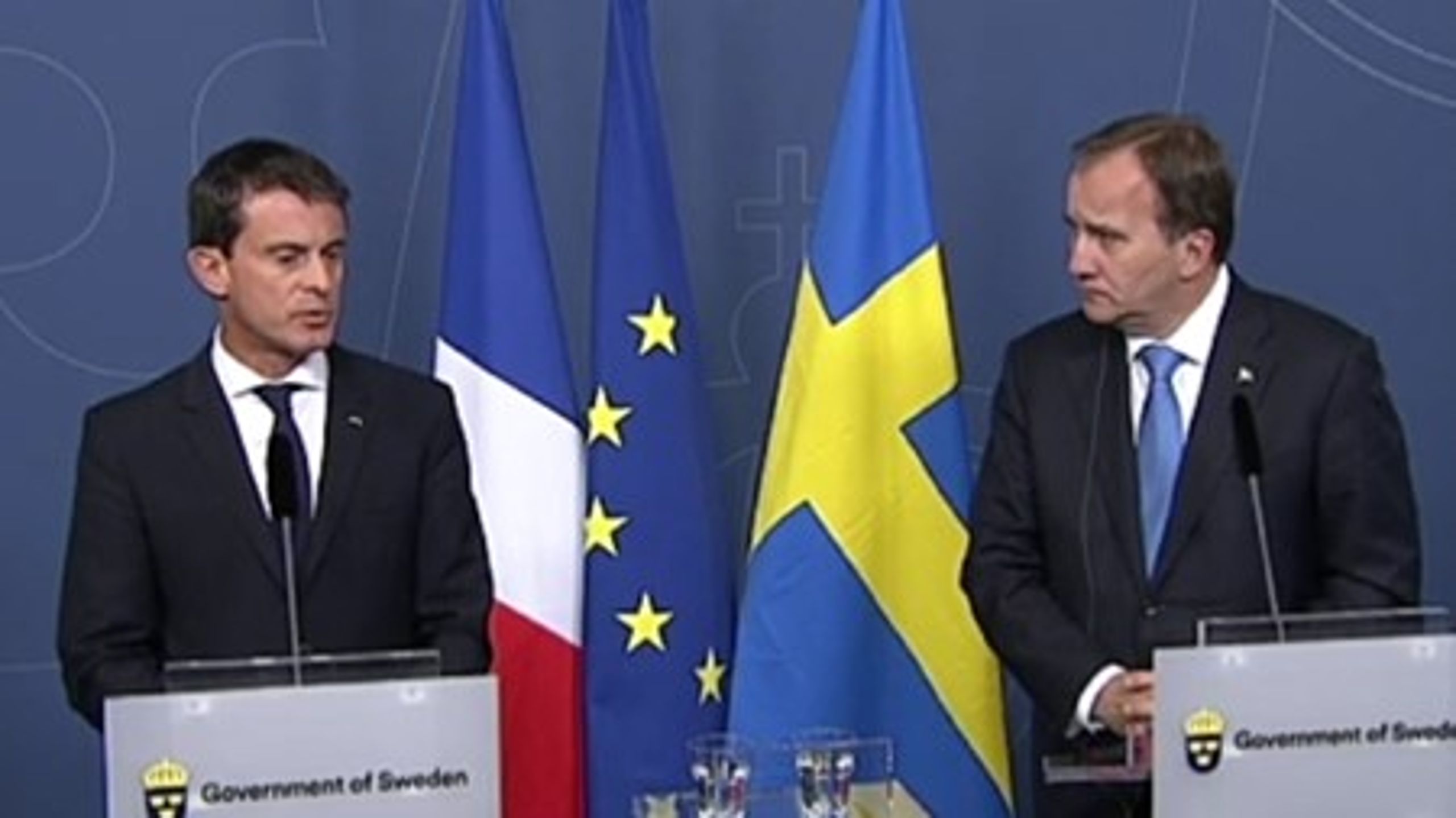Statsminister Stefan Löfven och Frankrikes premiärminister Manuel Valls.