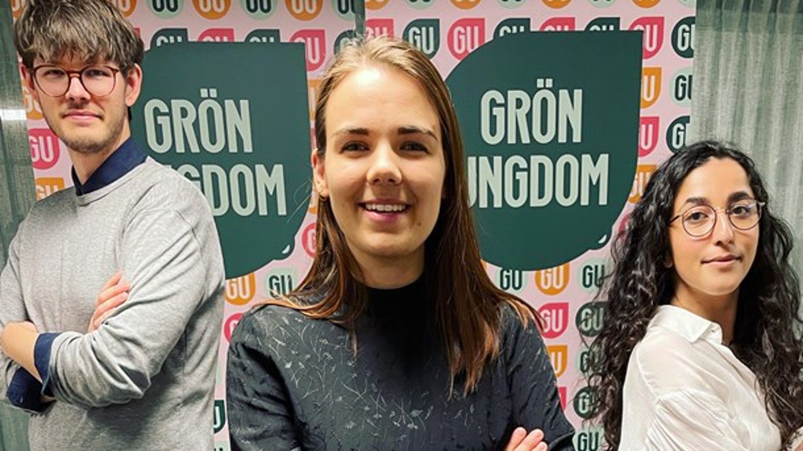 Lovisa Berglund är ny förbundssekreterare i Grön ungdom. Här tillsammans med språkrören David Ling och Aida Badeli.
