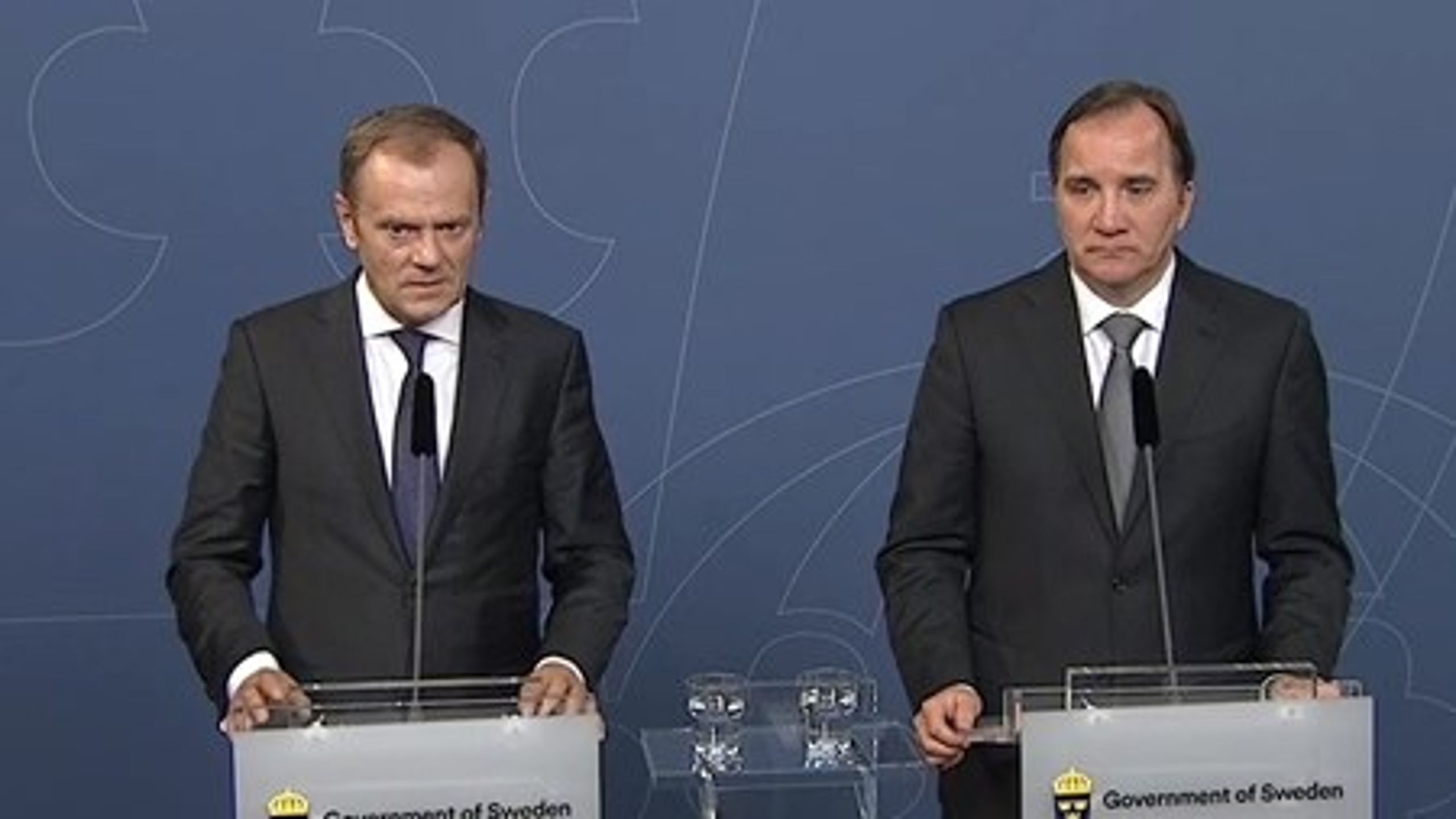 <br>Europeiska rådets ordförande Donald Tusk och statsminister Stefan Löfven.<br>