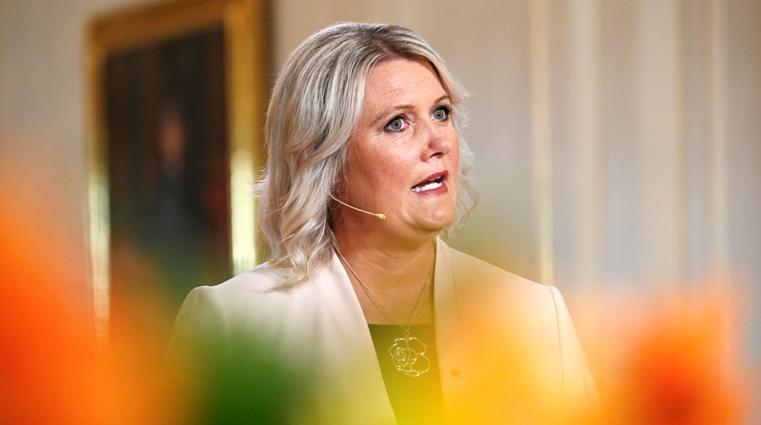 Lena Rådström Baastad höll partiets Almedalstal från riksdagshuset i juli.
