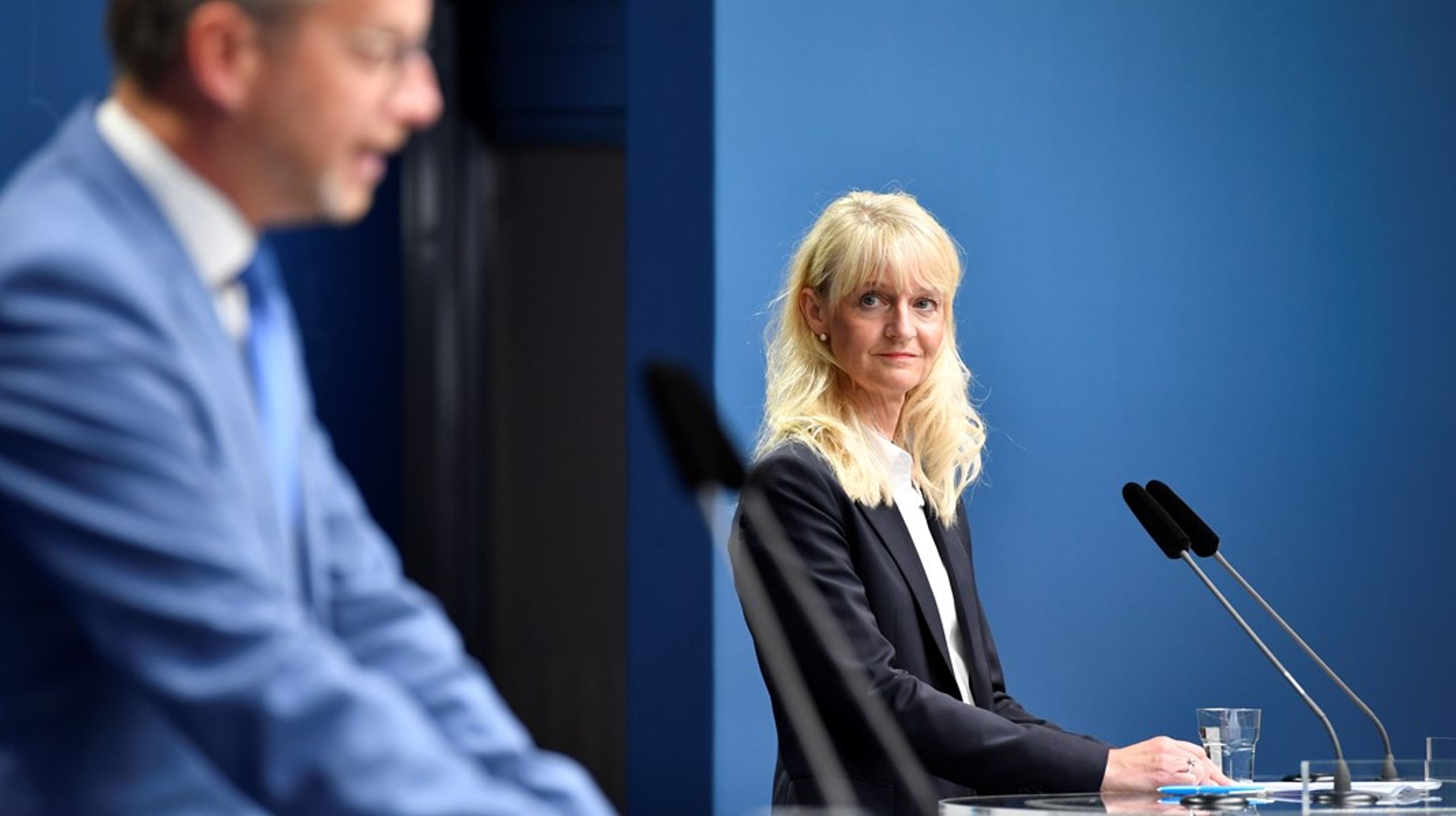 Inrikesminister Mikael Damberg (S) presenterade nya Säpochefen Charlotte von Essen vid en pressträff på torsdagsförmiddagen.