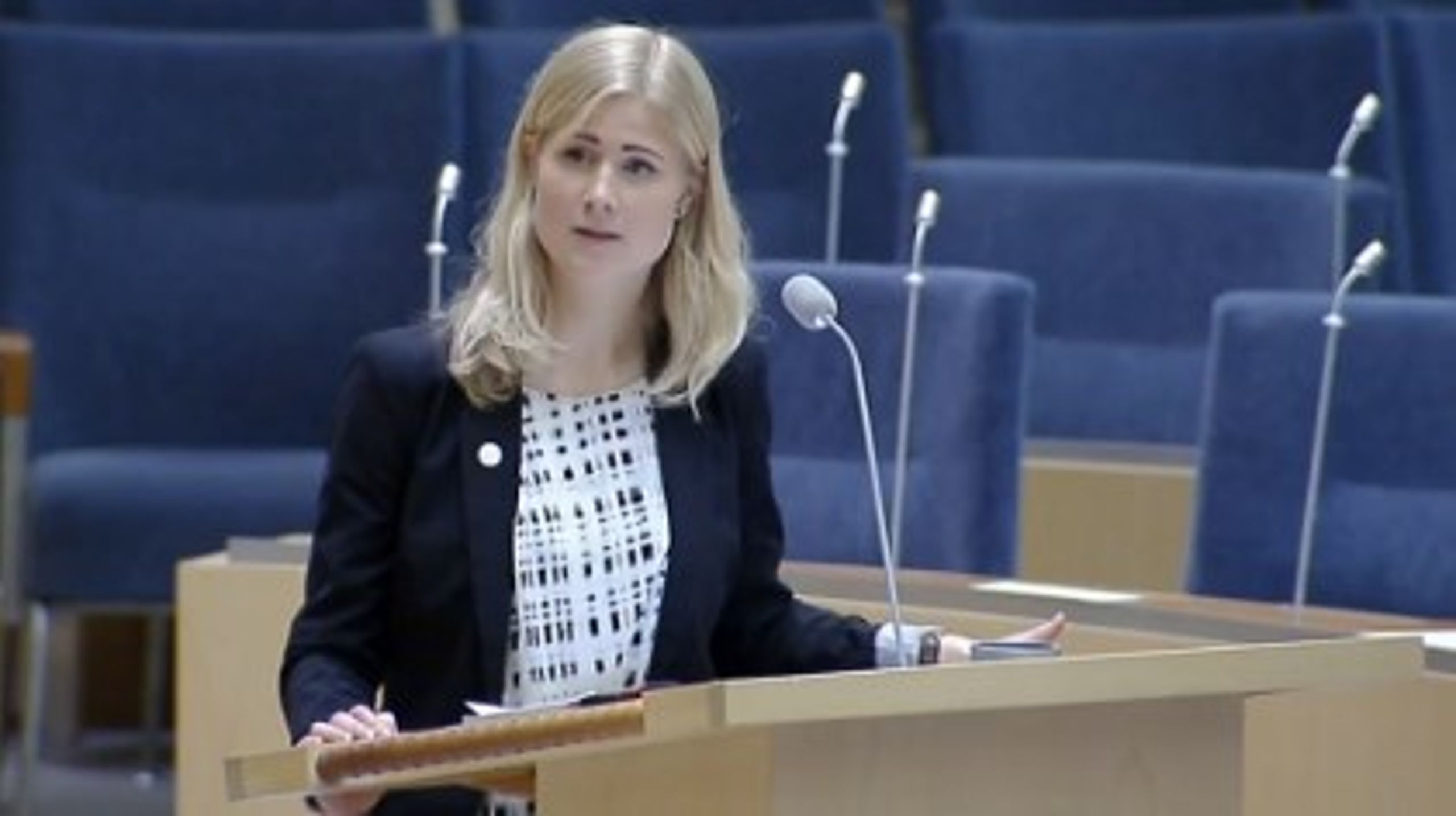 Sofia Fölster (M) under interpellationsdebatten på fredagen.<br>