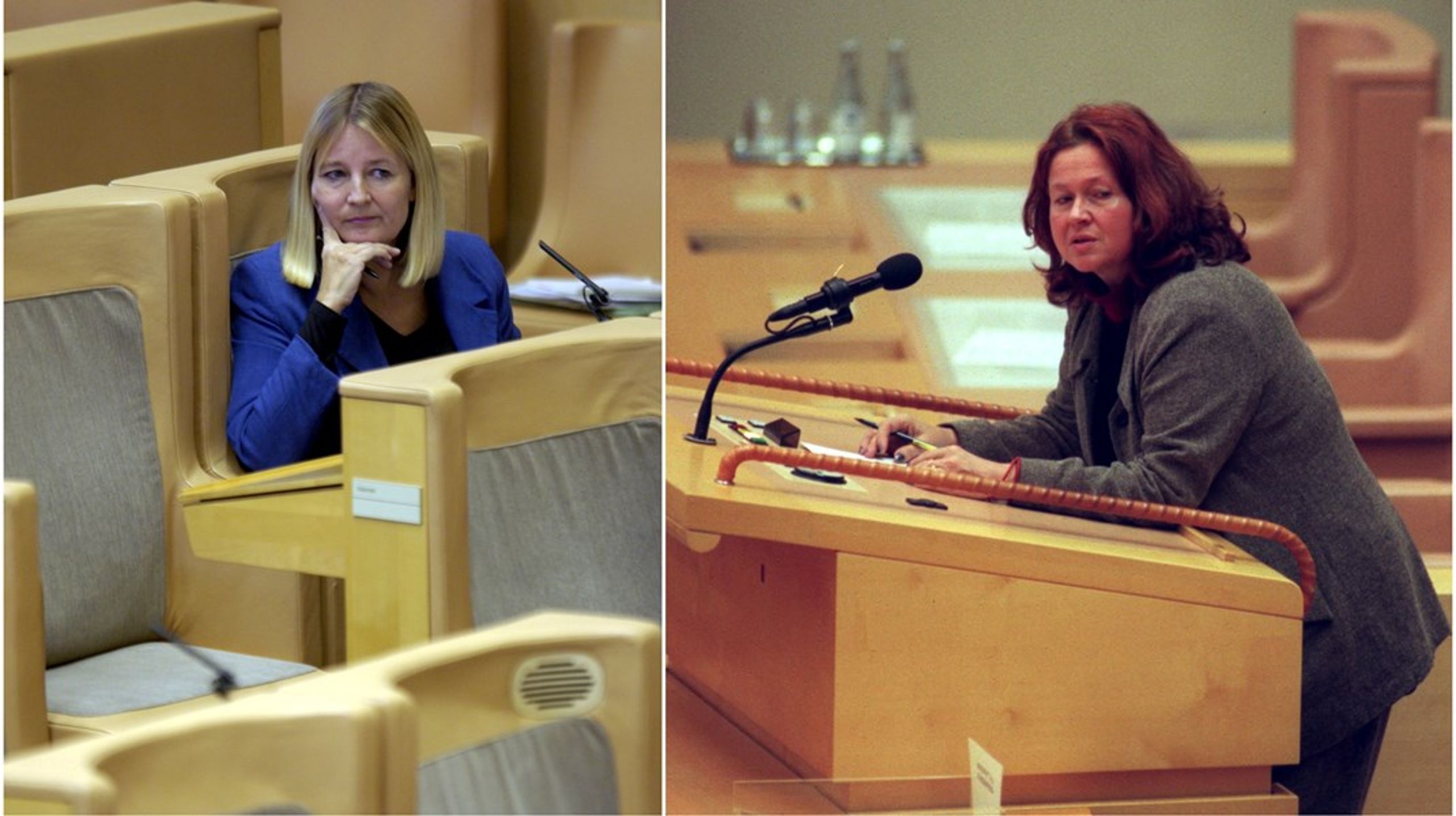 Marita Ulvskog (S) och Ewa Larsson (MP) i riksdagen.&nbsp;