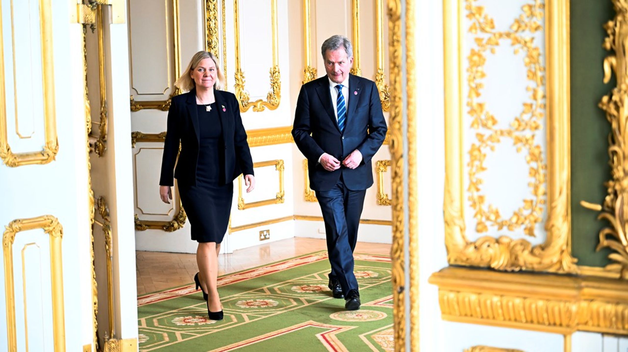 Statsminister Magdalena Andersson och Finlands president Sauli Niinistö vid ett besök i London tidigare i våras.