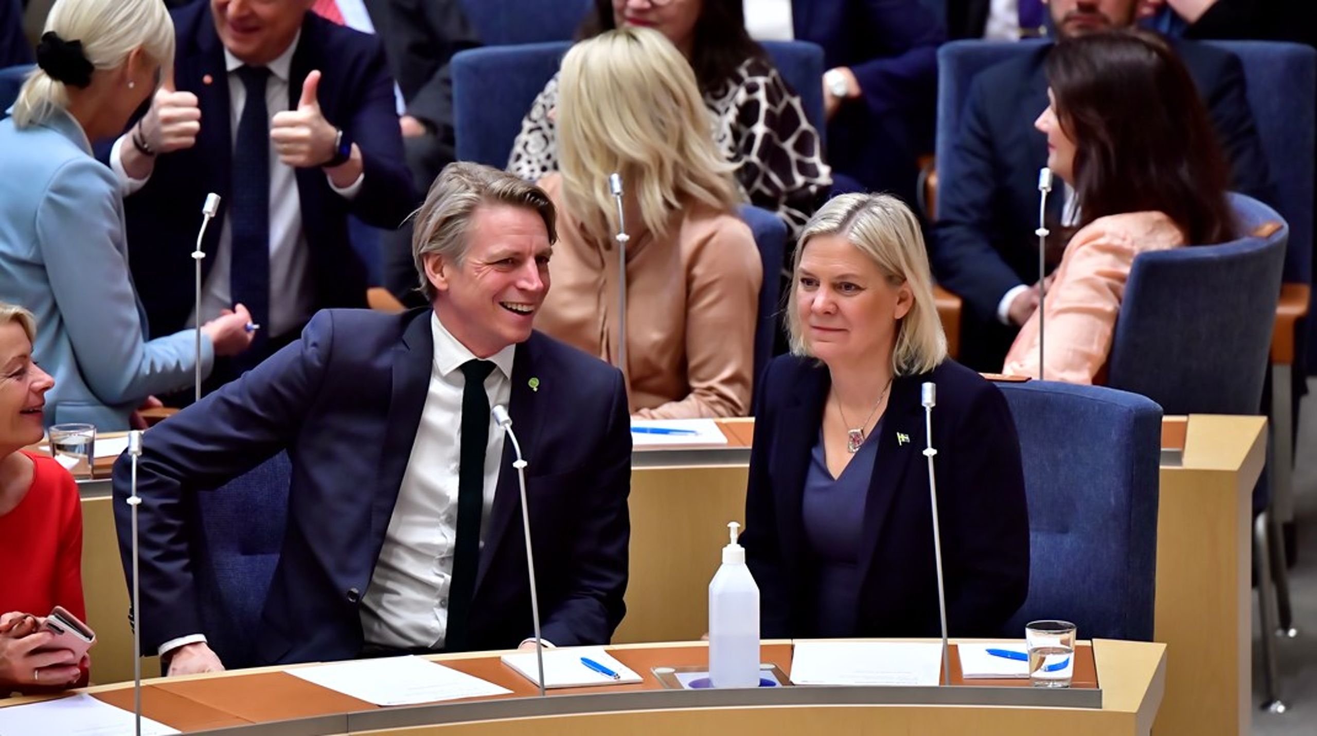 Tidigare regeringskollegorna Per Bound (MP) och Magdalena Andersson (S). I slutet av förra året hoppade MP av regeringen och Andersson blev statsminister. Efter har regeringens miljöpolitik påtagligt försämrats, anser Naturskyddsföreningen.&nbsp;