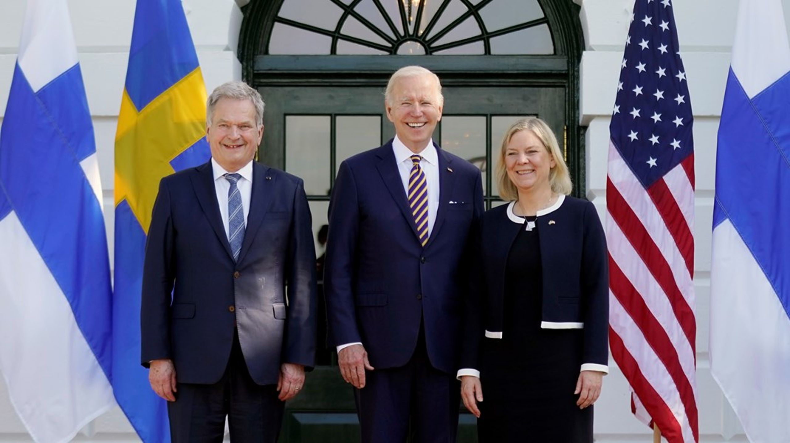 USA:s president Joe&nbsp;Biden gav den 19 maj Finlands president Sauli&nbsp;Niinistö och Sveriges statsminister<br>Magdalena&nbsp;Andersson USA:s fulla stöd till finskt och svenskt Nato-medlemskap.