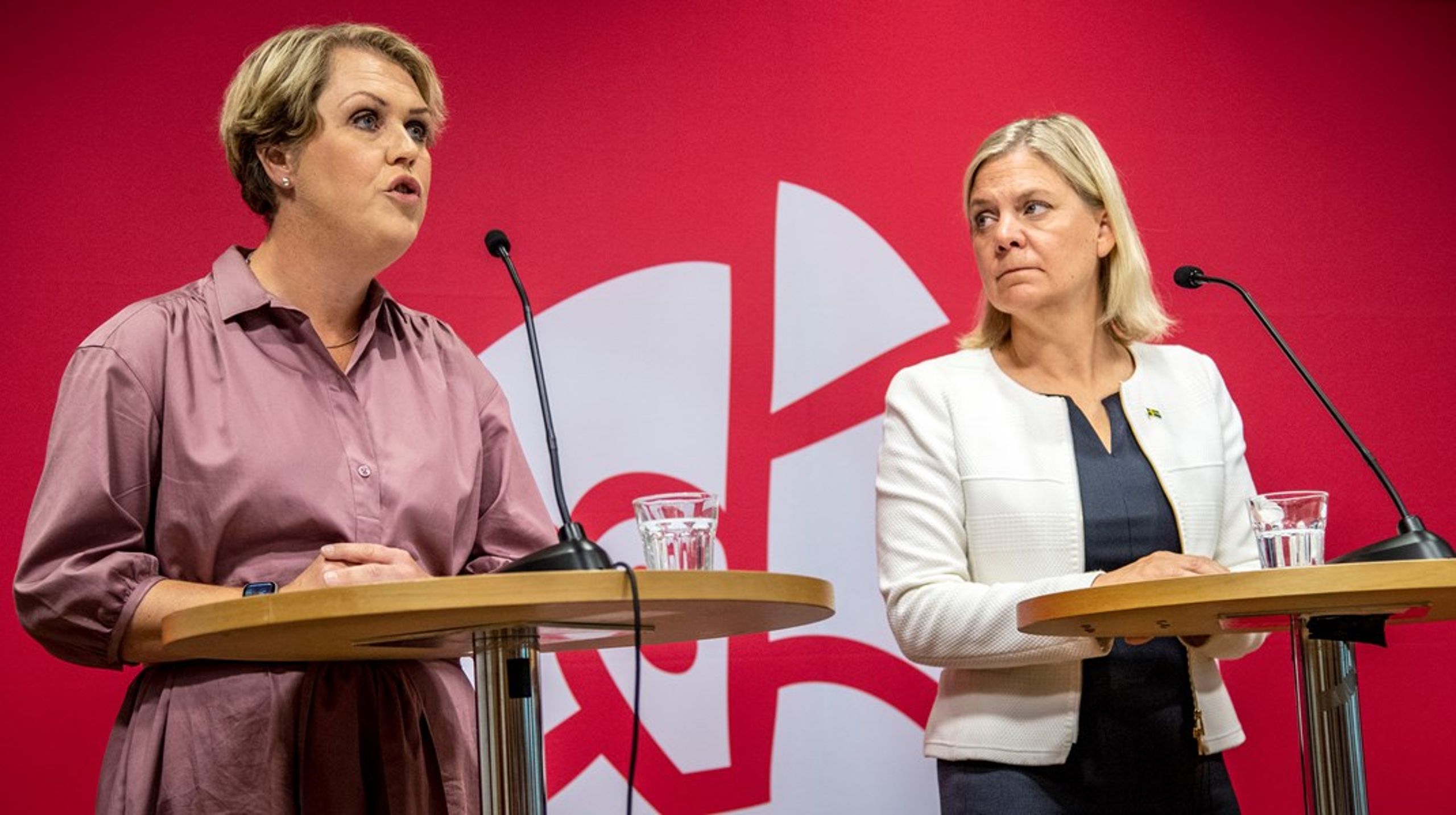 Statsminister Magdalena Andersson, socialminister Lena Hallengren och finansminister Mikael Damberg höll pressträff om en nationell samling för välfärden och välfärdens medarbetare.