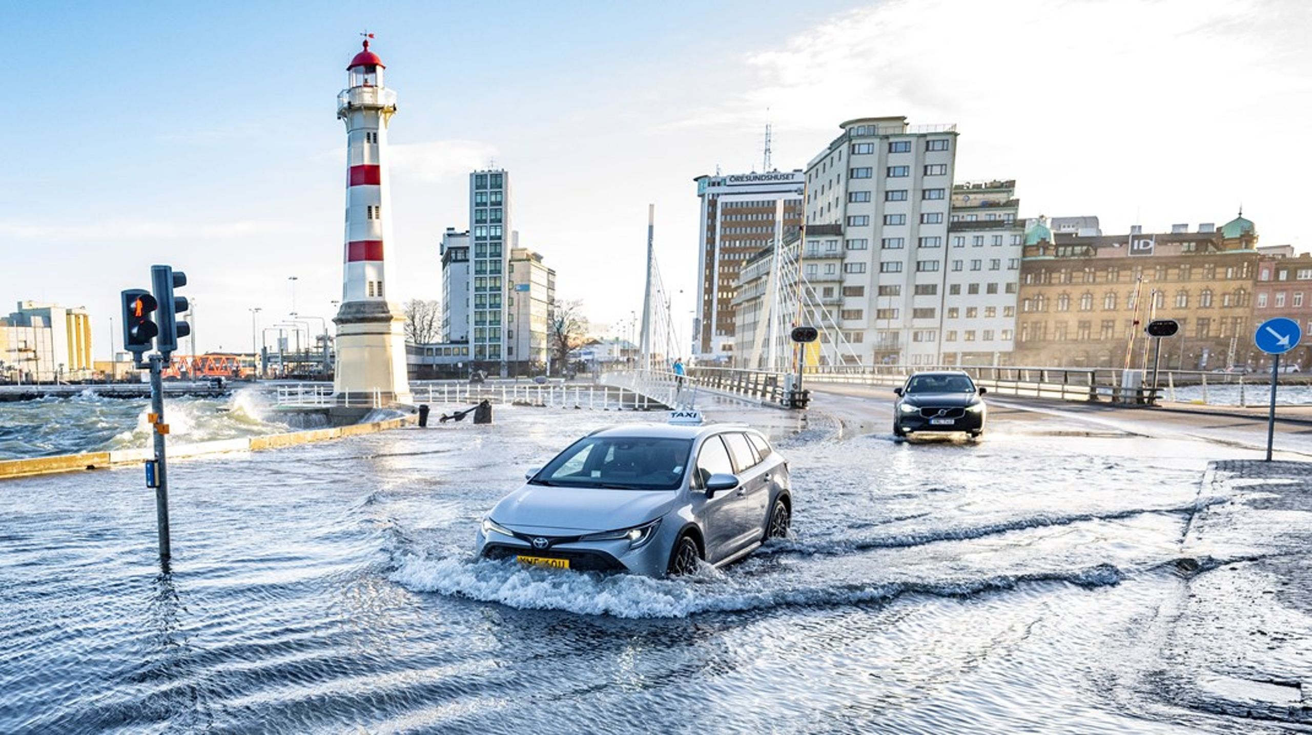 Bilden visar en översvämning i Skåne 2020.