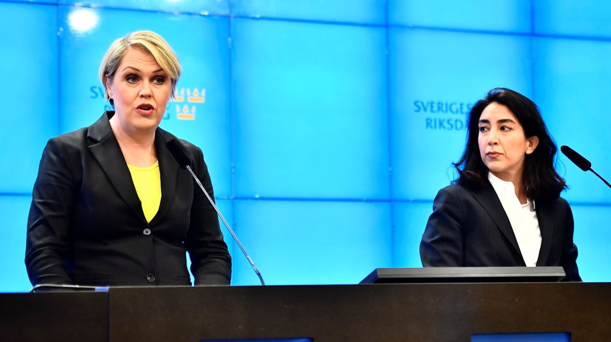 Socialdemokraterna Lena Hallengren och Lawen Redar presenterade utskottsinitiativet i tisdags.&nbsp;