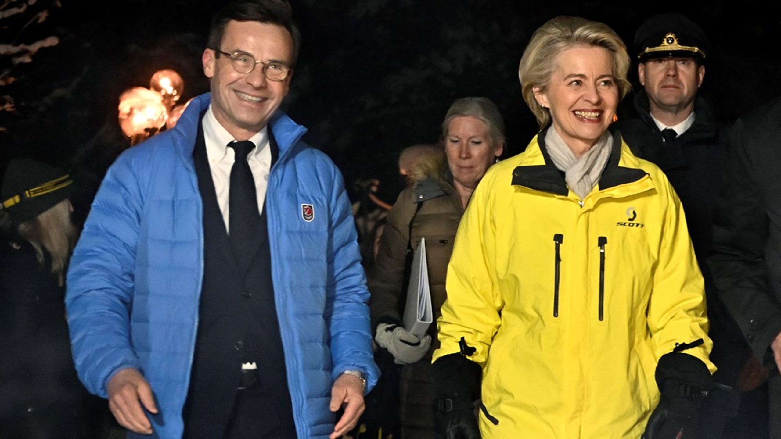 Statsminister Ulf Kristersson (M) och EU-kommissionens ordförande Ursula von der Leyen när de sågs på Ishotellet Jukkasjärvi i januari i år.