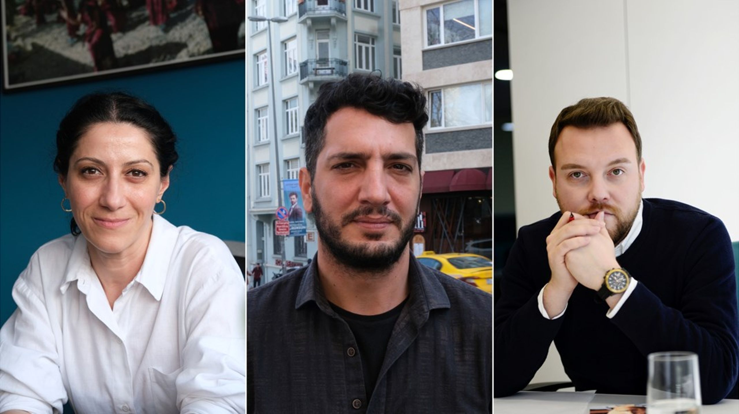 Banu Tuna, Veysel Ok och Mustafa
Kuleili&nbsp;hoppas alla på en ljusare framtid för pressfrihet,
demokrati och yttrandefrihet efter det turkiska valet i maj. 