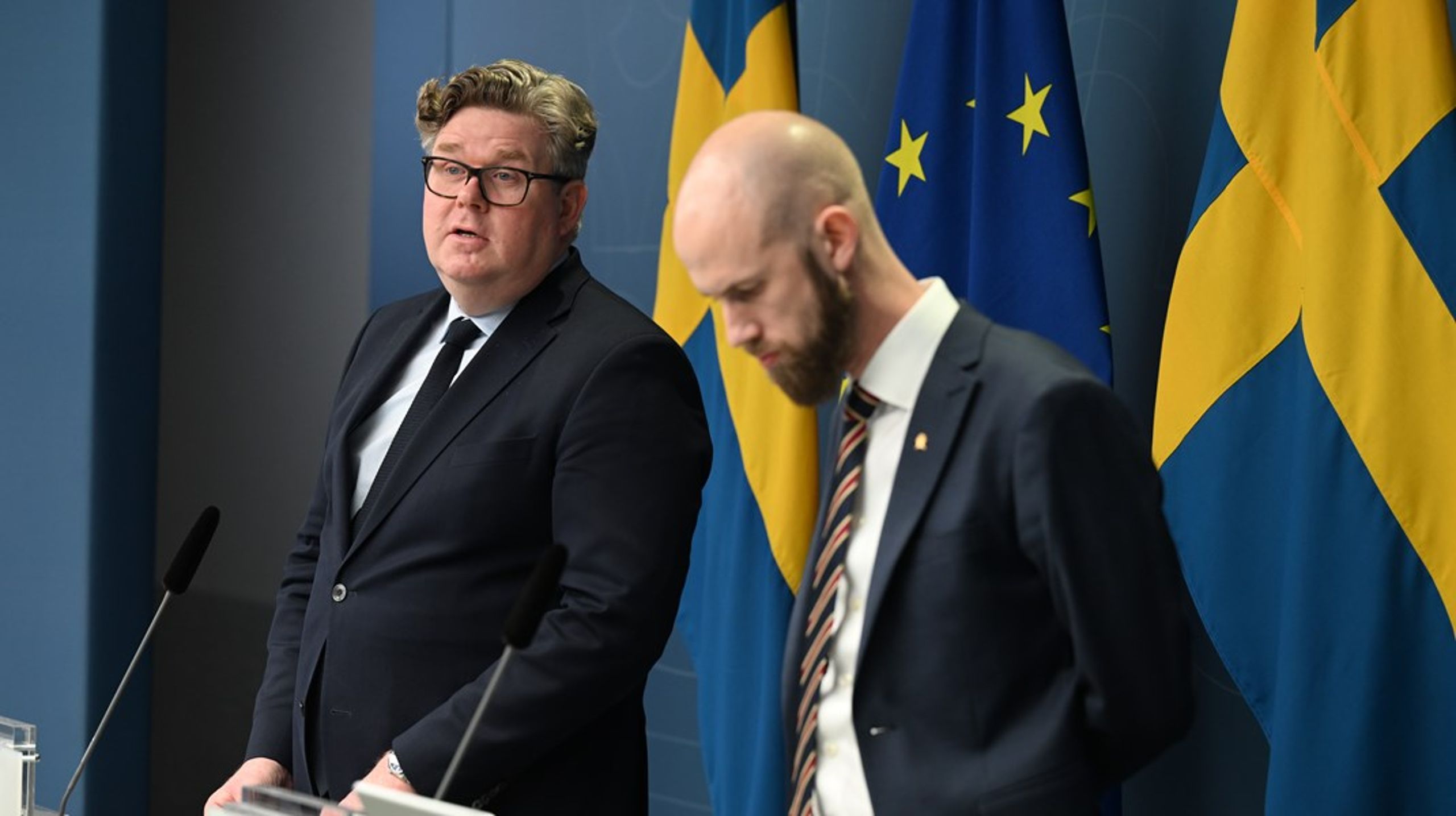 Partikollegor. Justitieminister Gunnar Strömmer (M) och minister för civilt försvar Carl-Oskar Bohlin (M).