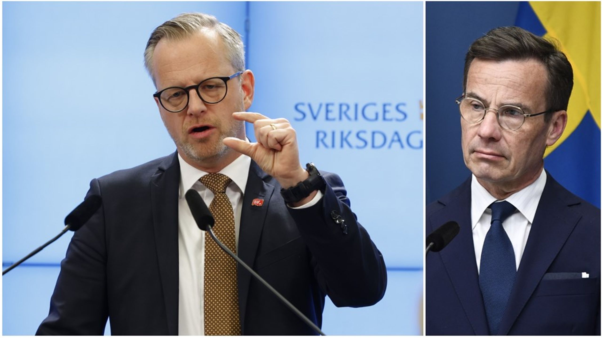 Socialdemokraternas Mikael Damberg (S) vill att Ulf Kristerssons (M) regeringskansli ska få mindre pengar.
