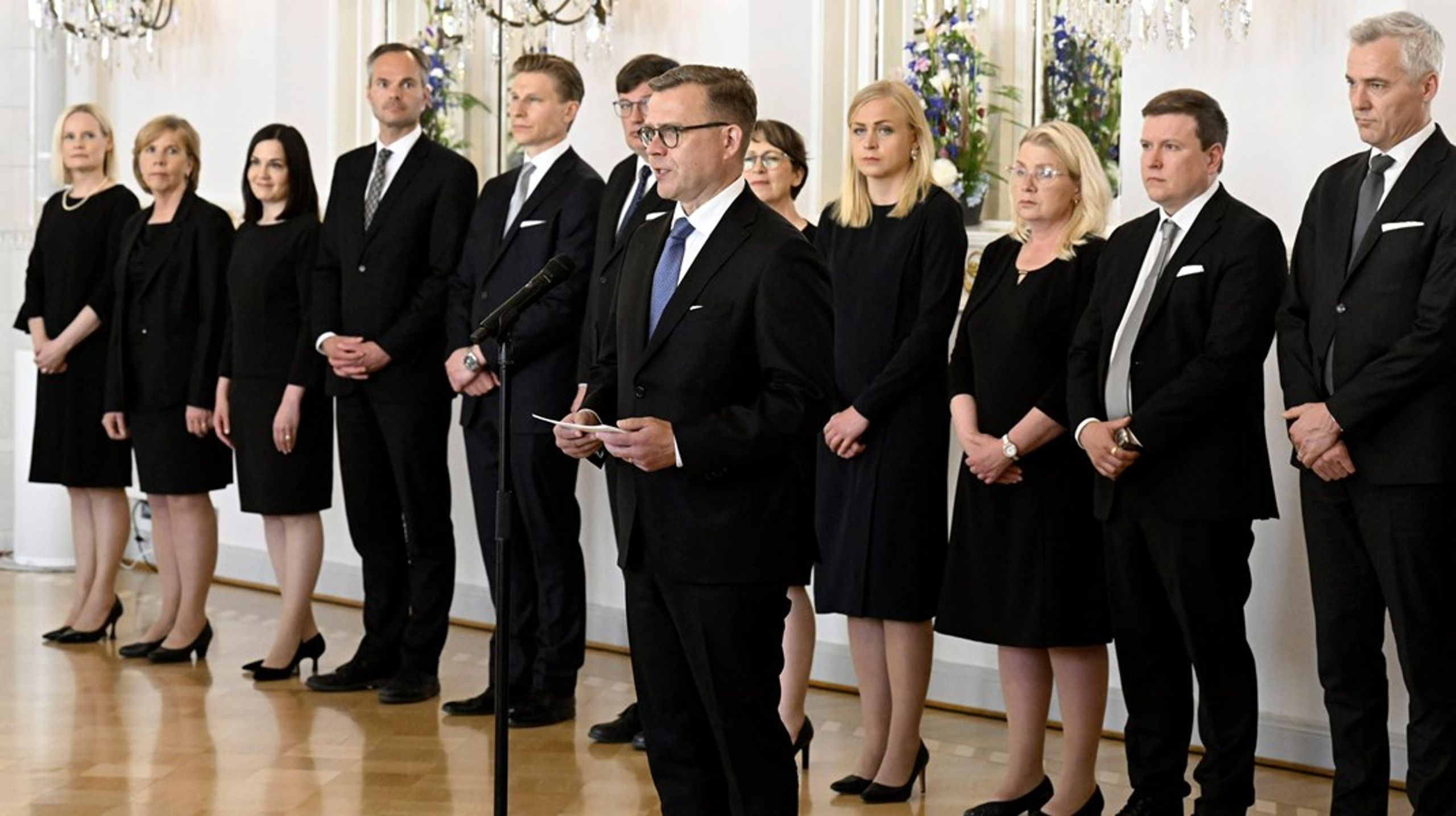 <u></u>Finlands nya statsminister Petteri Orpo och några av hans ministrar.