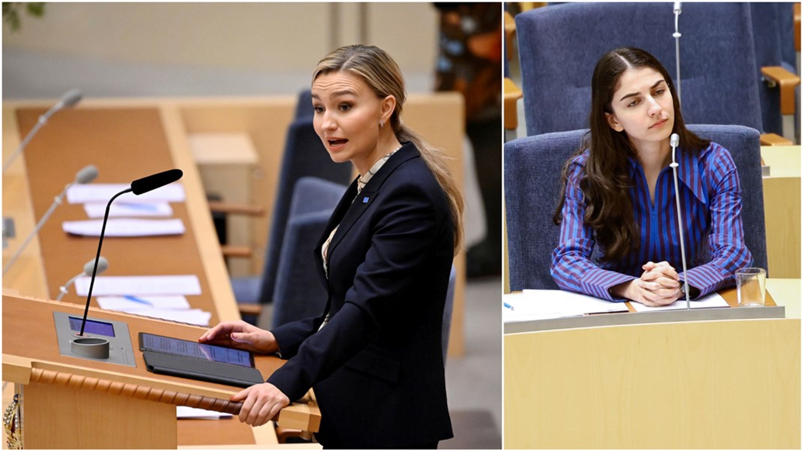 Romina Pourmokhtari och Ebba Busch är efterfrågade i riksdagen. De toppar listan över ministrarna som är flitigast i riksdagens talarstol.<br>