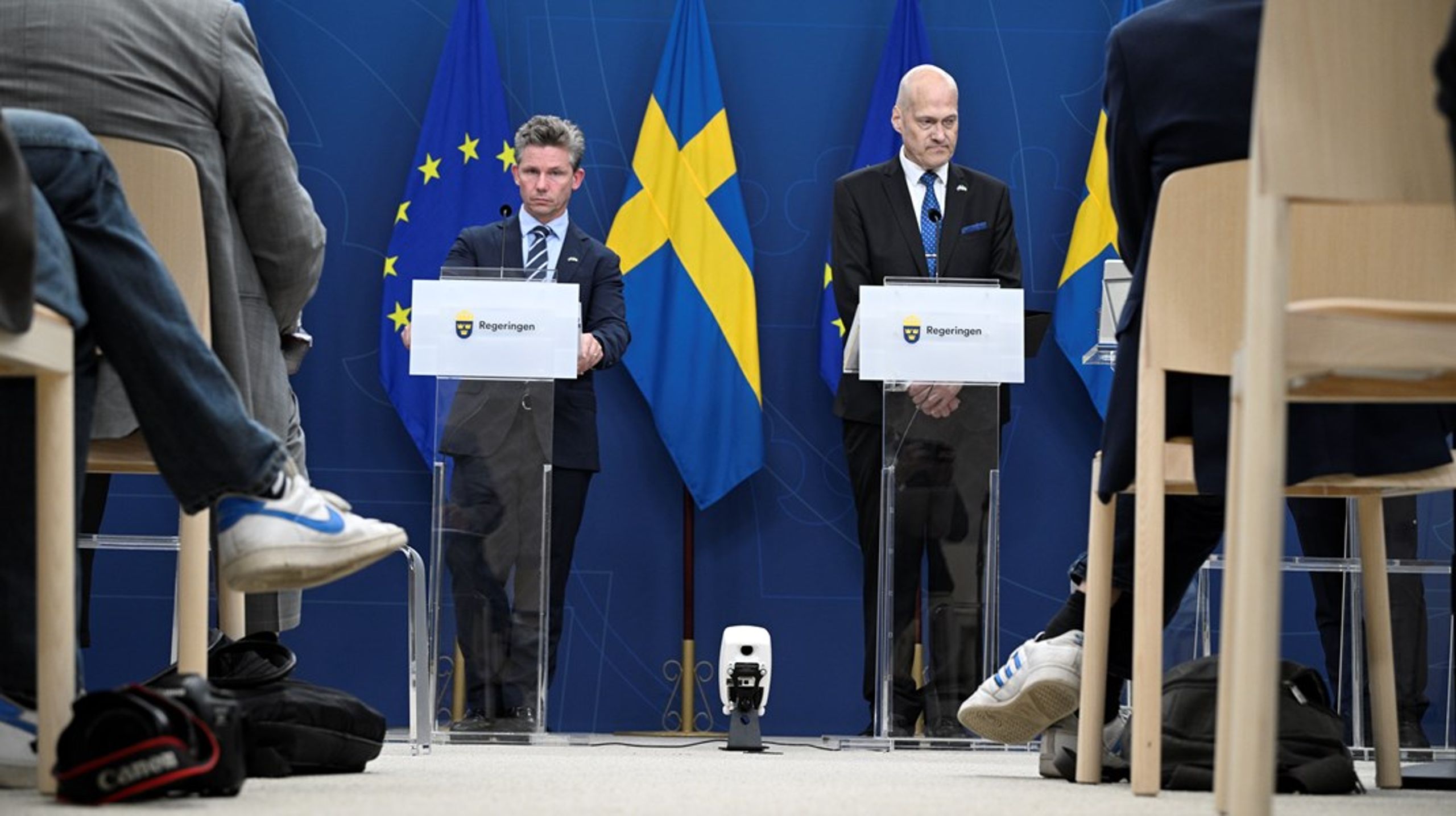 En historisk ökning. Försvarsminister Pål Jonson (M) med Tidökollegan Sven-Eric Sällström (SD).