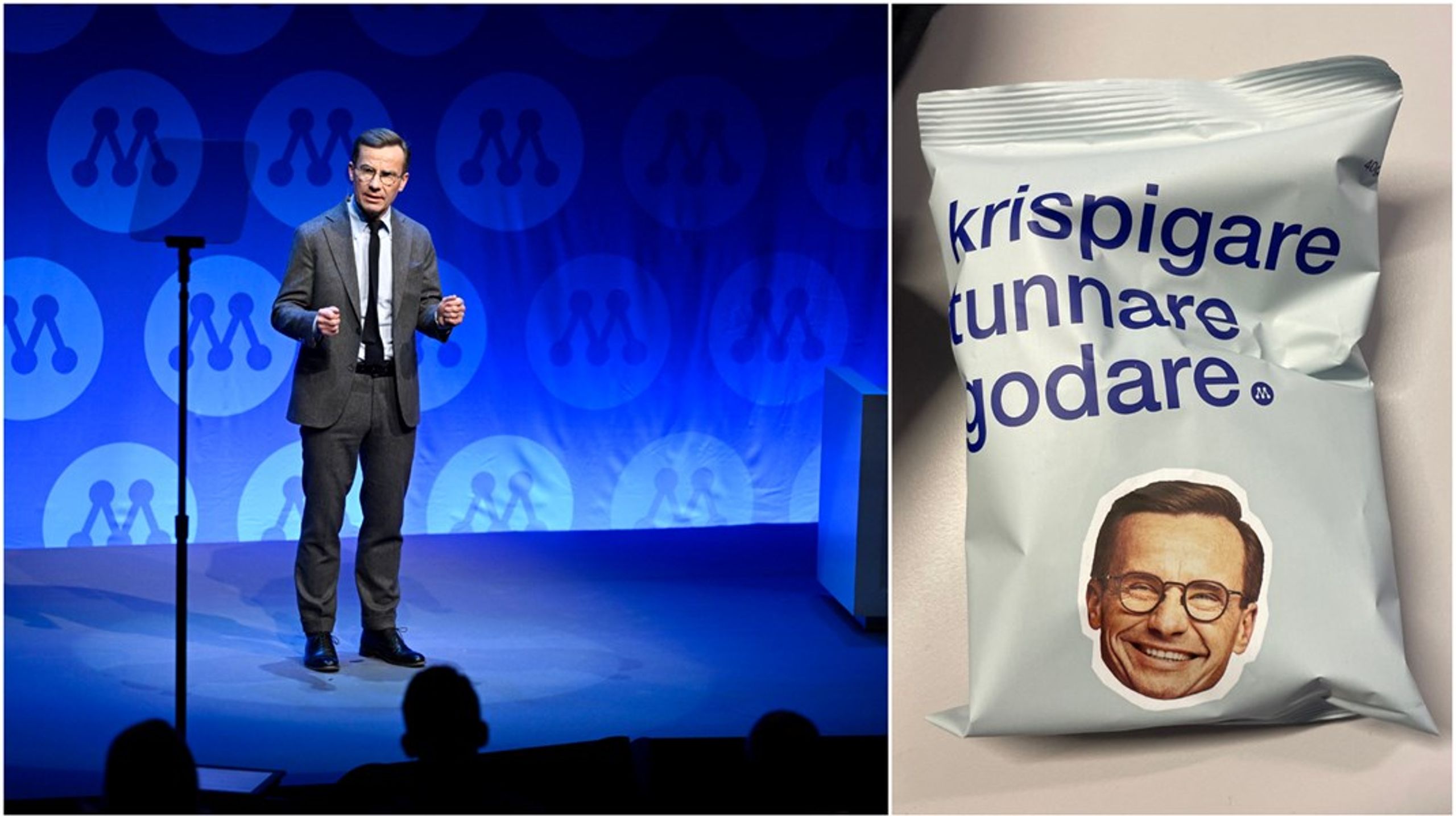 Ulf Kristersson-chips till pressen när Moderaterna öppnar sin&nbsp;partistämma i Umeå på torsdagen.&nbsp;