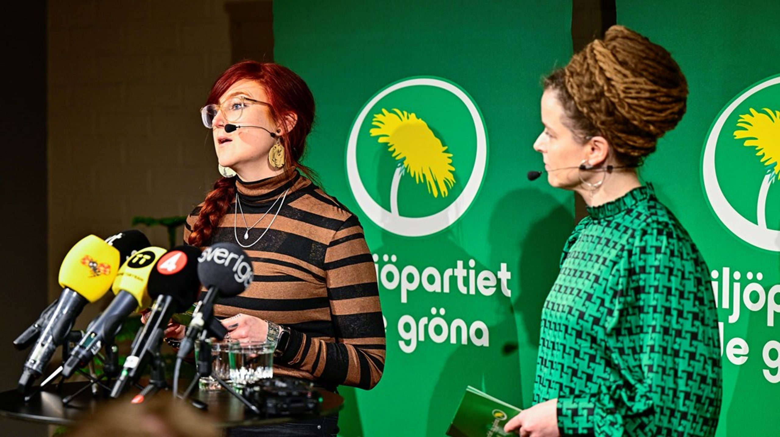 Louise Arndt, ordförande för Miljöpartiets riksvalberedning, presenterar valberedningens förslag, att Amanda Lind ska bli ett av partiets språkrör.