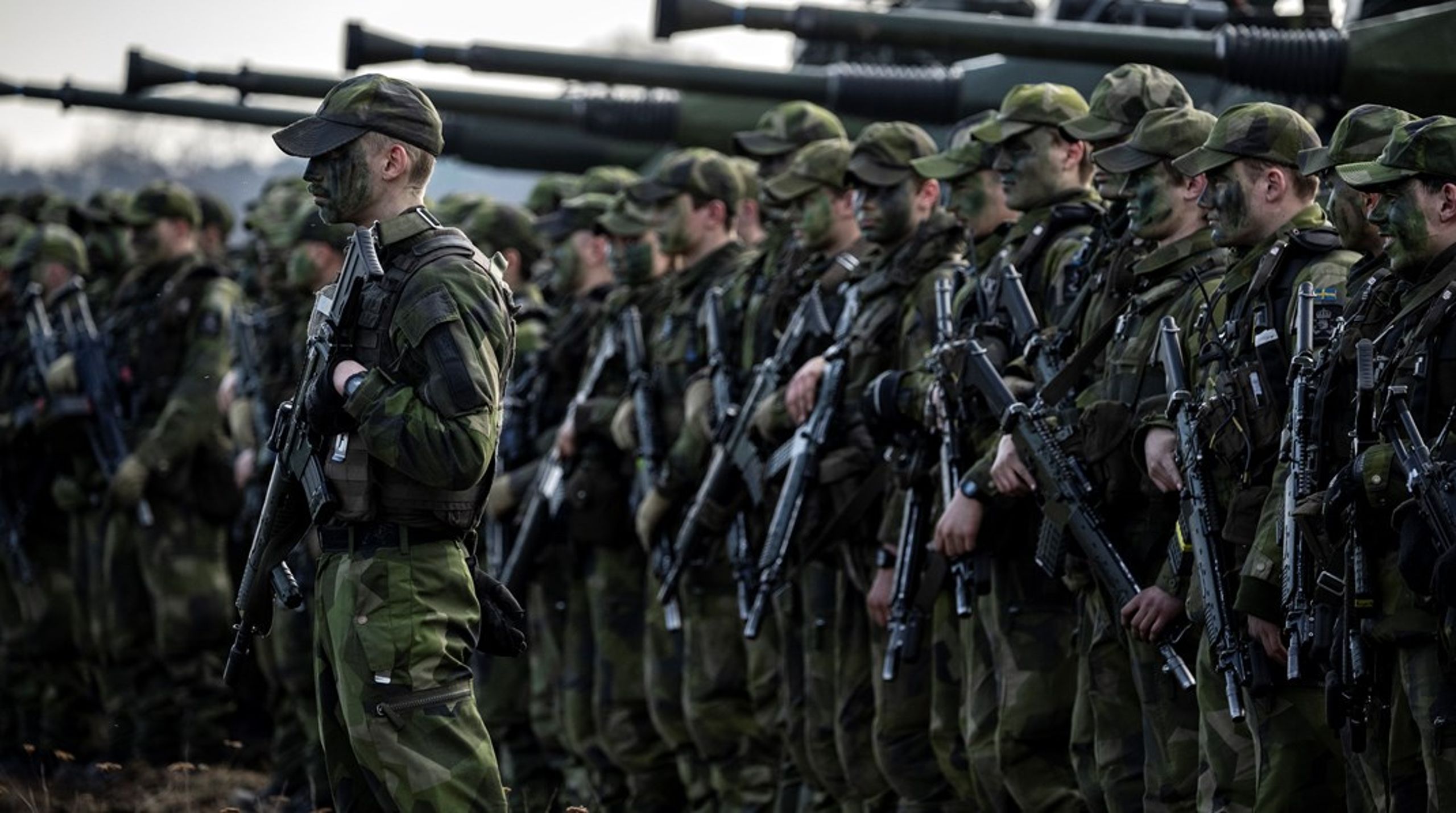 Värnpliktiga soldater under övning på Revingehed, Skåne.