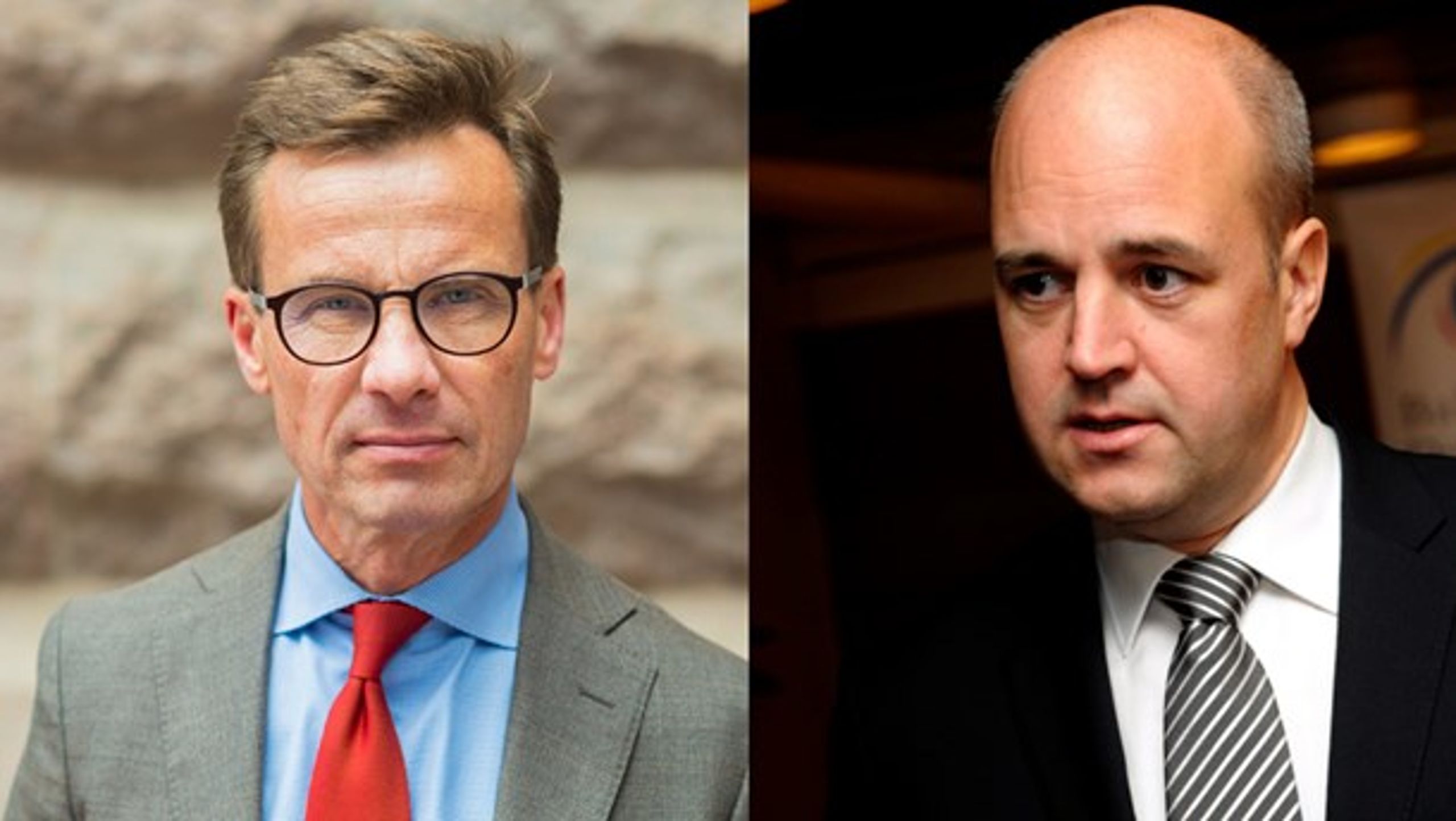 Partiledarkandidaten Ulf Kristersson och tidigare partiledare Fredrik Reinfeldt.