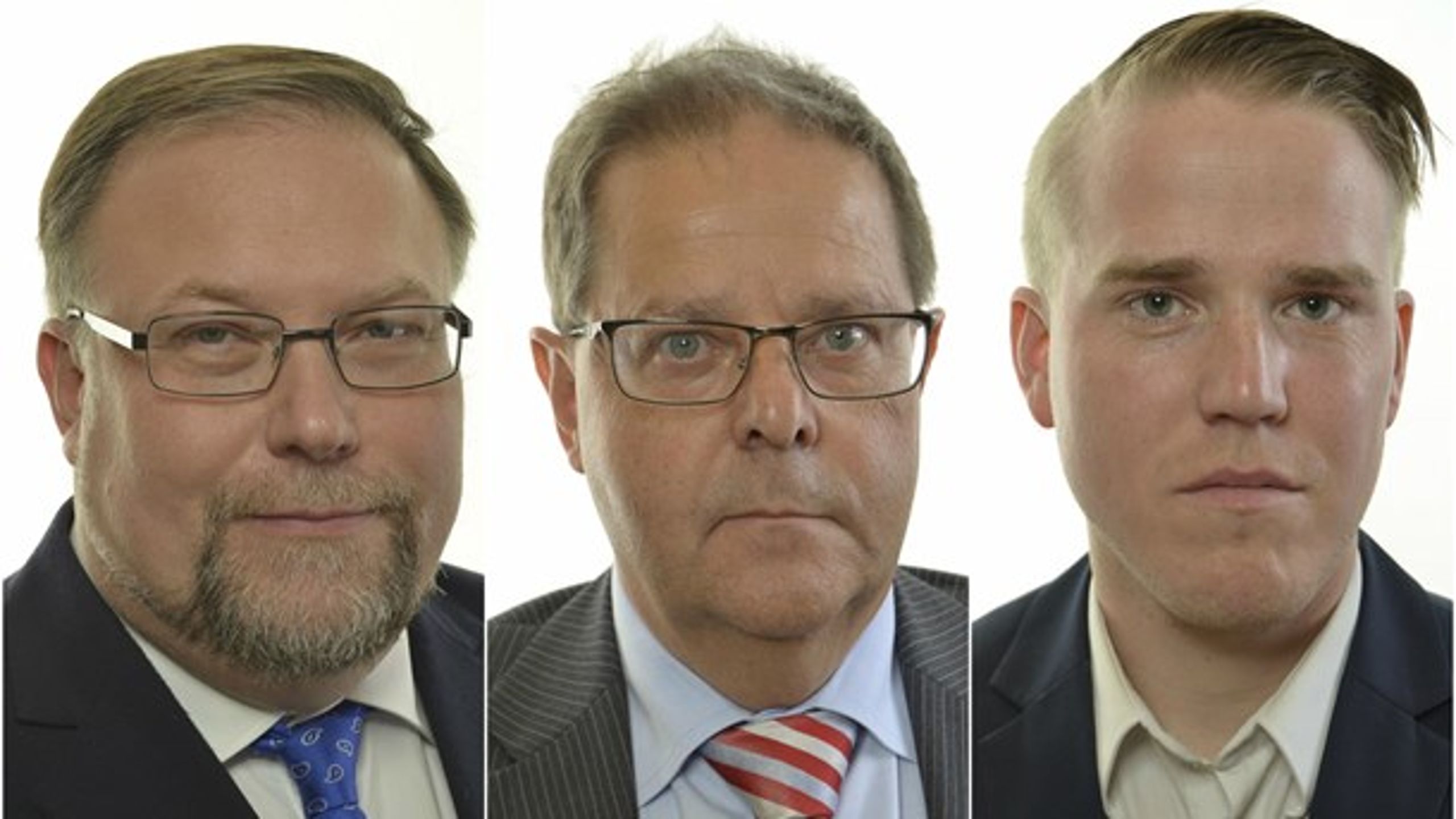 Det nybildade partiet Alternativ för Sverige har nu tre riksdagsledamöter. Fr.v. Mikael Jansson, Olle Felten och Jeff Ahl.