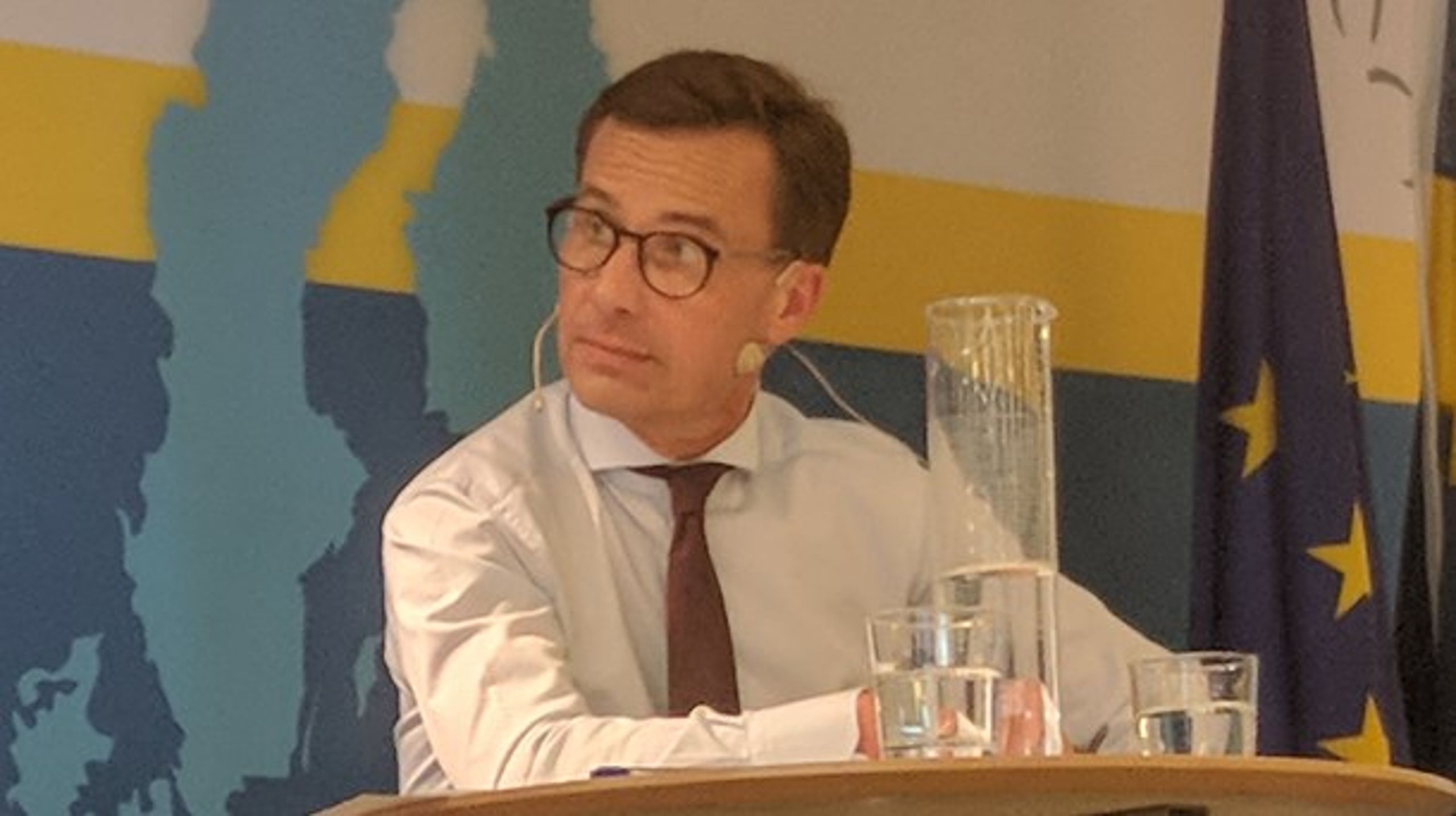 Moderaternas partiledare Ulf KRistersson (M) i samband med utfrågningen i Europahuset.
